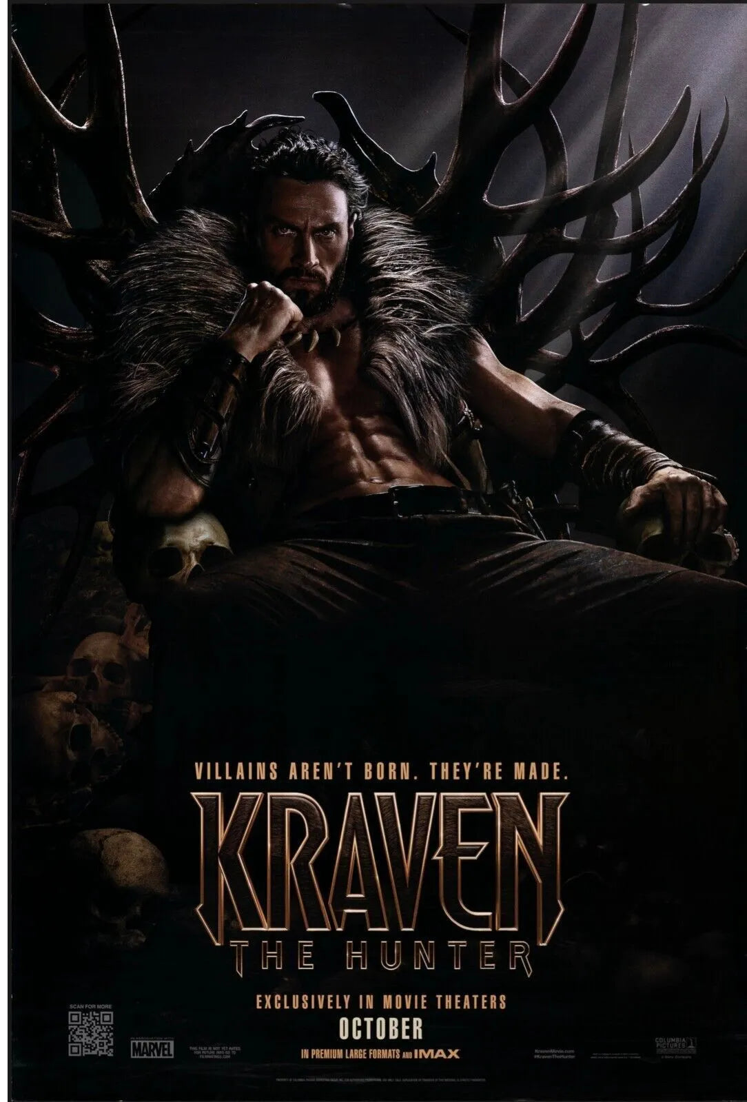 KRAVEN THE HUNTER, RUSSELL CROWE, 2024, REPRO MOVIE POSTER, VINTAGE, HQ