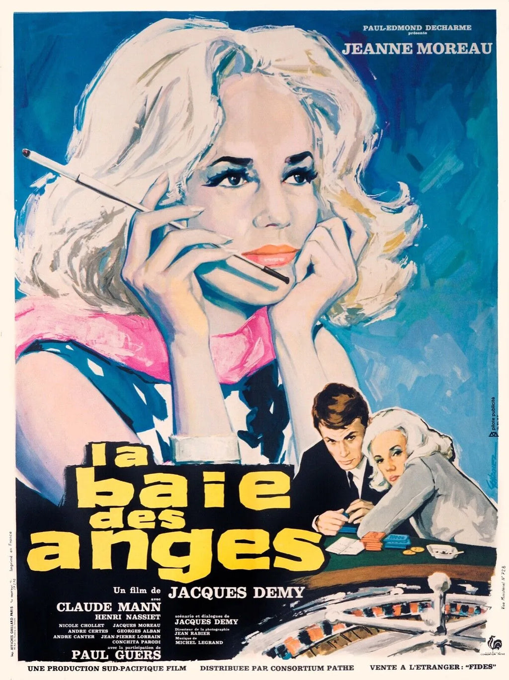 LA BAIE DES ANGES, JEANNE MOREAU, 1963, REPRO MOVIE POSTER, VINTAGE, HQ