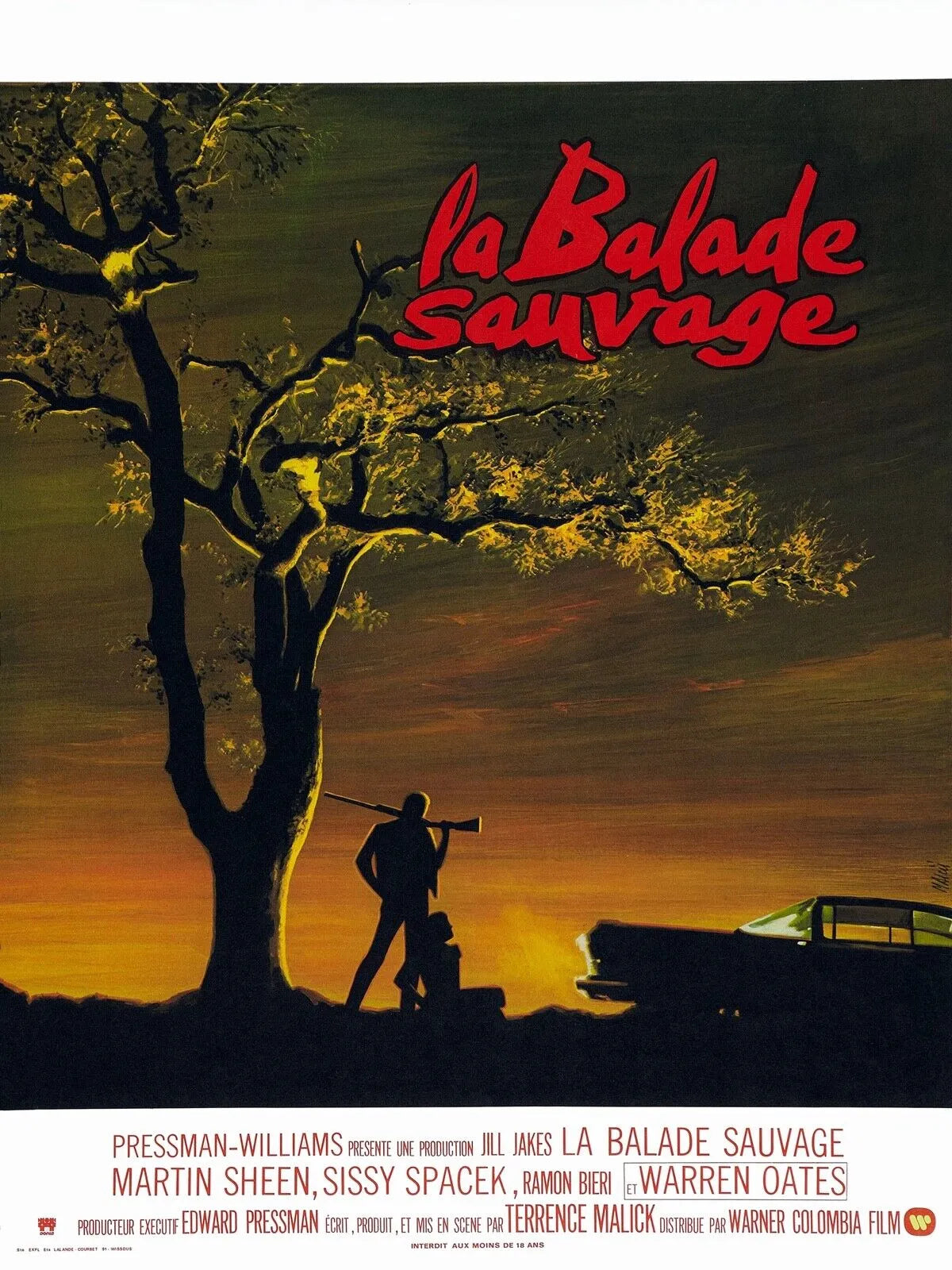 LA BALADE SAUVAGE, MARTIN SHEEN, 1973, REPRO MOVIE POSTER HQ