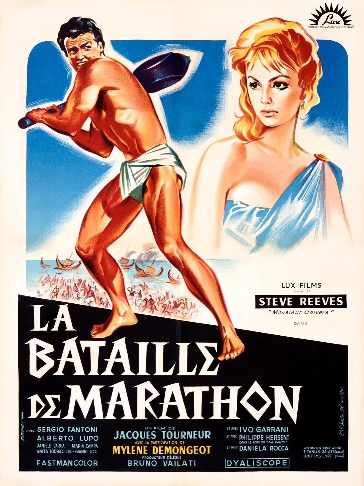 LA BATAILLE DE MARATHON, STEVE REEVES, 1959, REPRO AFFICHE CINÉMA VINTAGE, HQ