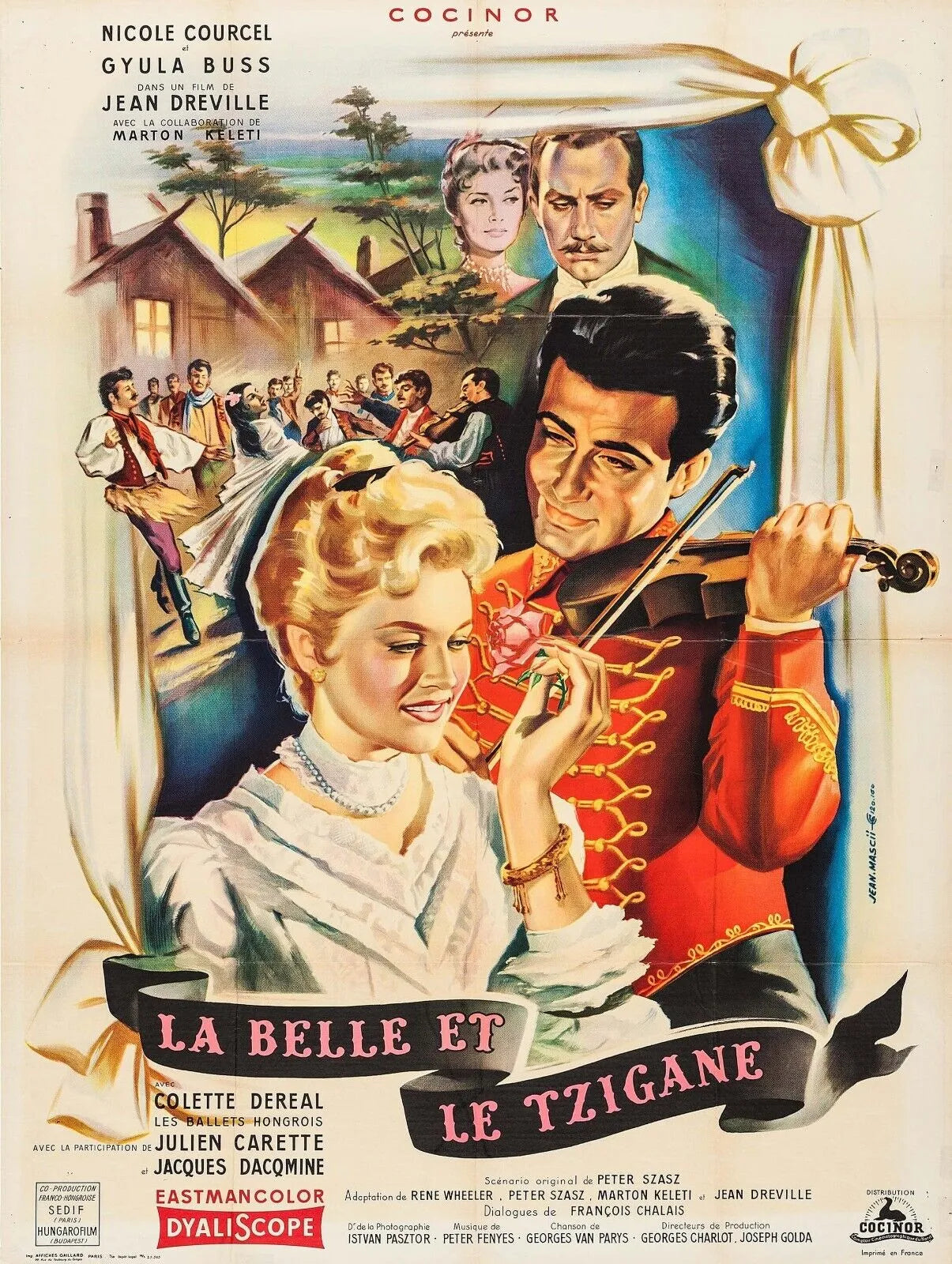 LA BELLE ET LE TZIGANE, GYULA BUSS, 1959, REPRO MOVIE POSTER, VINTAGE, HQ