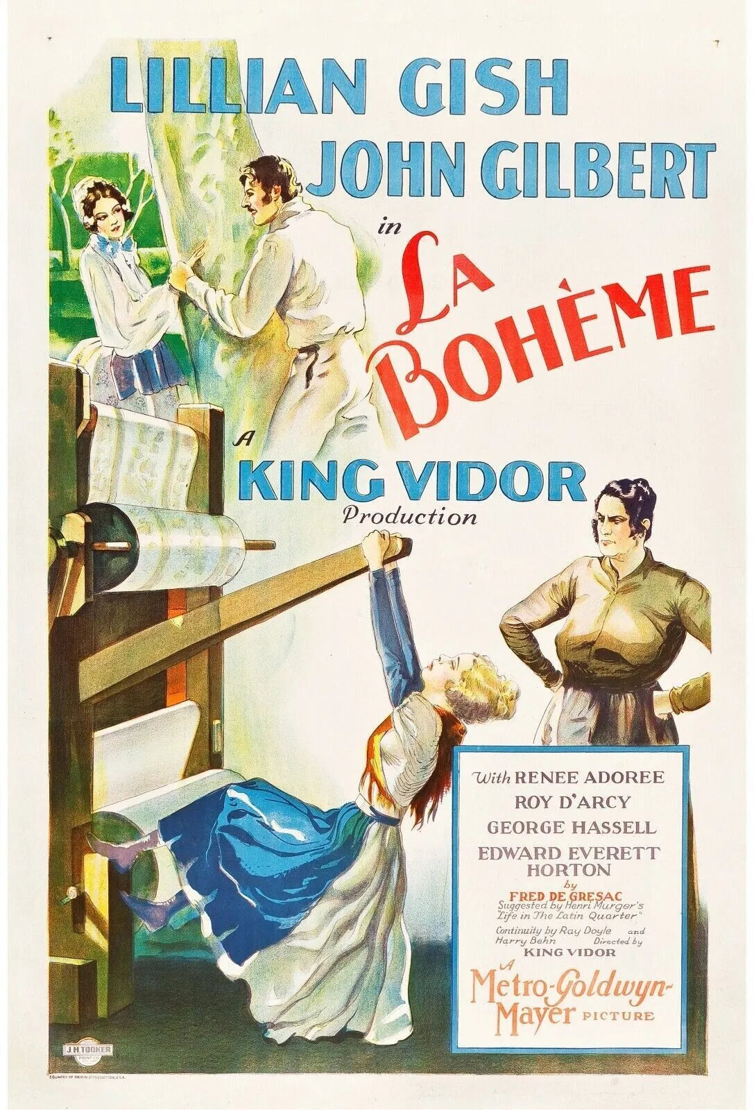 LA BOHEME, LILLIAN GISH, 1925 MOVIE POSTER HQ
