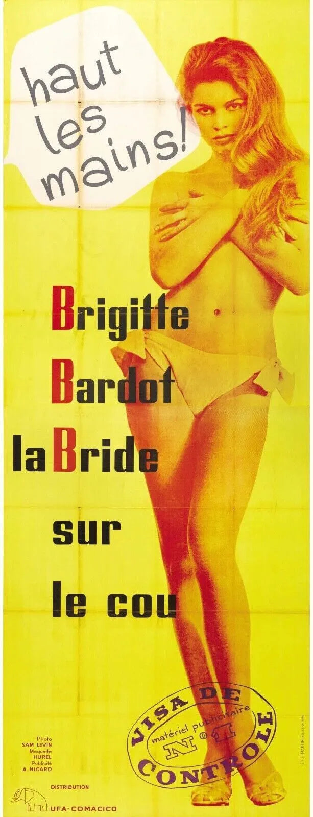 LA BRIDE SUR LE COU, BRIGITTE BARDOT, 1961, REPRO MOVIE POSTER, VINTAGE, HQ