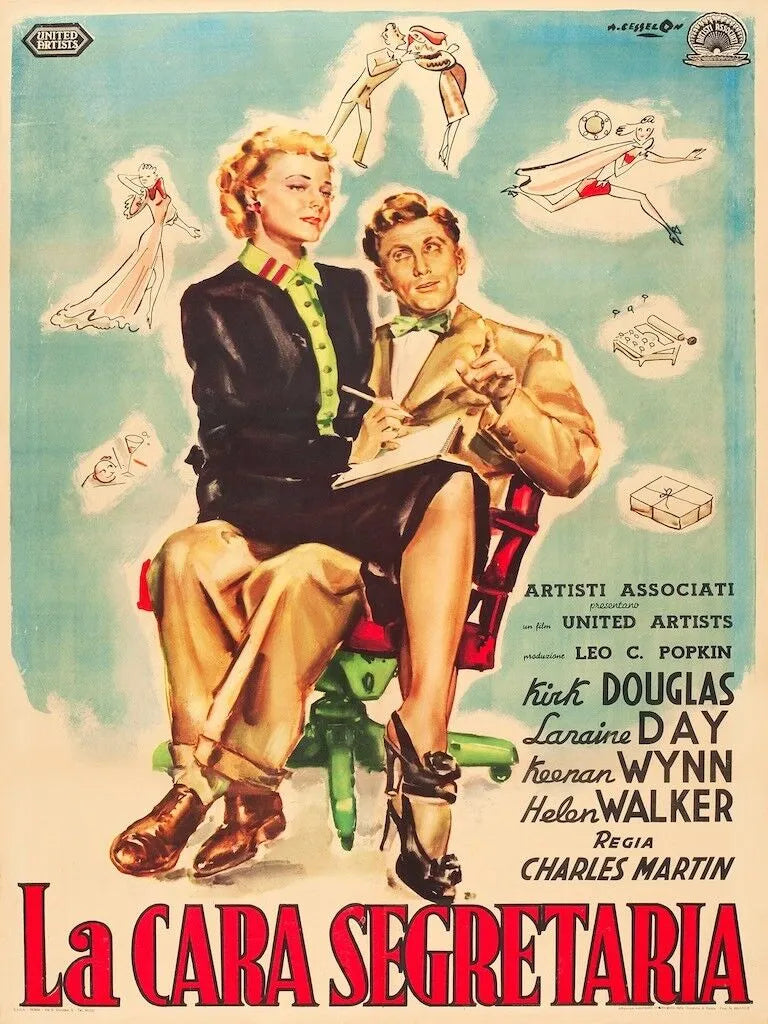 LA CARA SEGRETARIA, KIRK DOUGLAS, 1957, REPRO MOVIE POSTER HQ