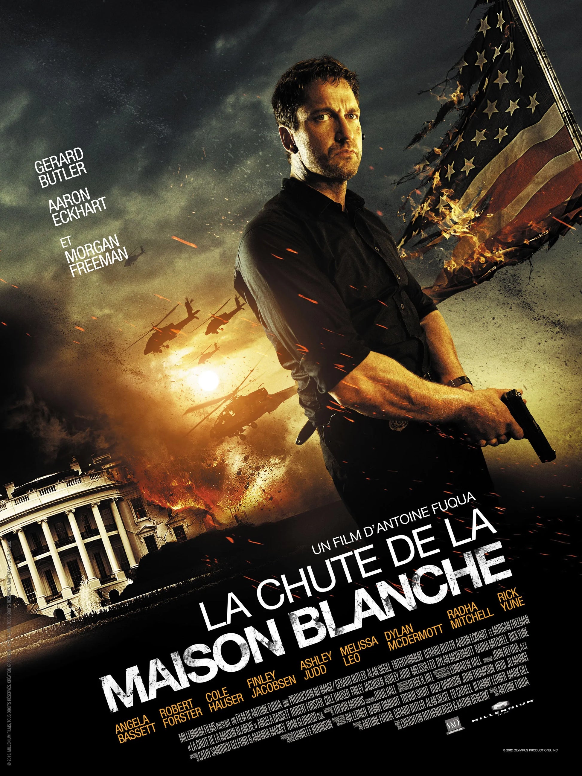 LA CHUTE DE LA MAISON BLANCHE, MORGAN FREEMAN, 2013, REPRO MOVIE POSTER, VINTAGE, HQ
