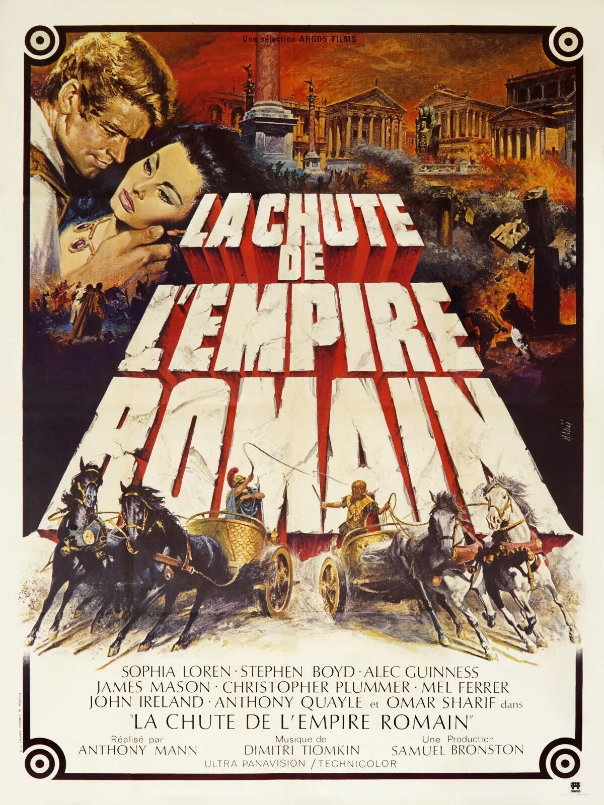 LA CHUTE DE L’EMPIRE ROMAIN, SOPHIA LOREN, 1964, Repro Affiche Cinéma VINTAGE, HQ