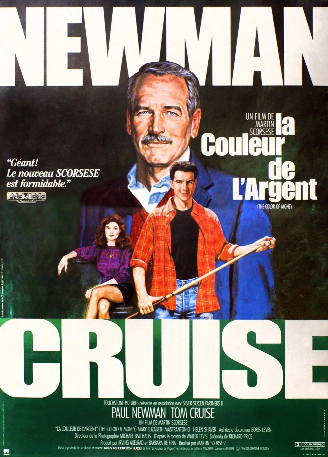 LA COULEUR DE L'ARGENT, PAUL NEWMAN, 1986, VINTAGE MOVIE POSTER HQ