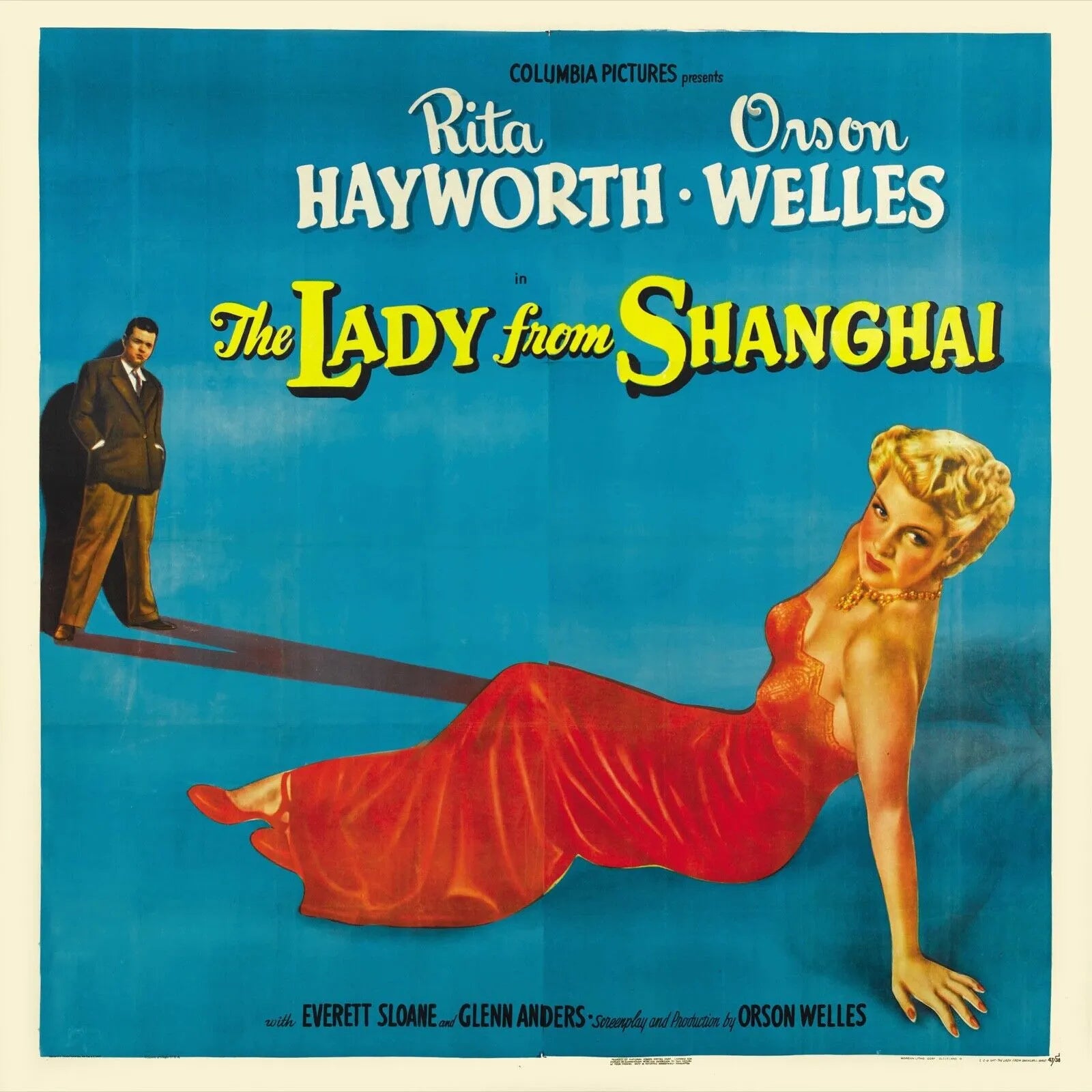 LA DAME DE SHANGHAÏ, THE LADY FROM SHANGHAÏ, RITA HAYWORTH, 1947, AFFICHE CINEMA, VINTAGE, HQ