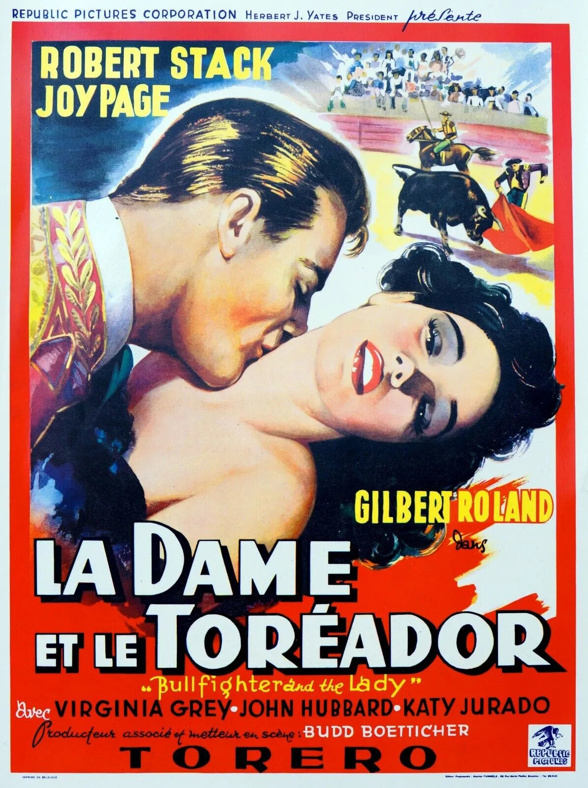LA DAME ET LA TORÉADOR, ROBERT STACK, 1951, AFFICHE VINTAGE MOVIE POSTER HQ