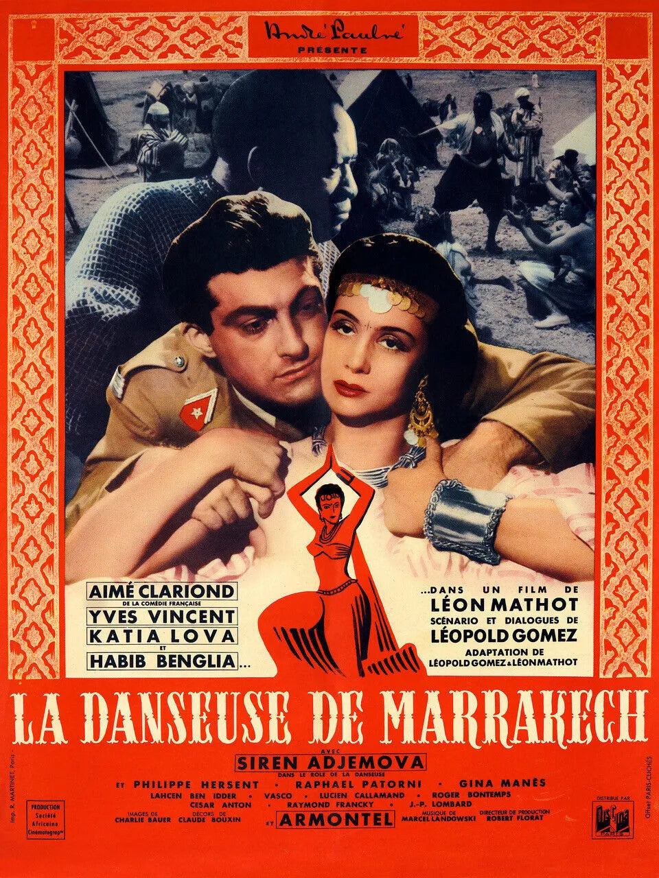 LA DANSEUSE DE MARRAKECH, AIMÉ CLARIOND, AFFICHE VINTAGE MOVIE POSTER HQ