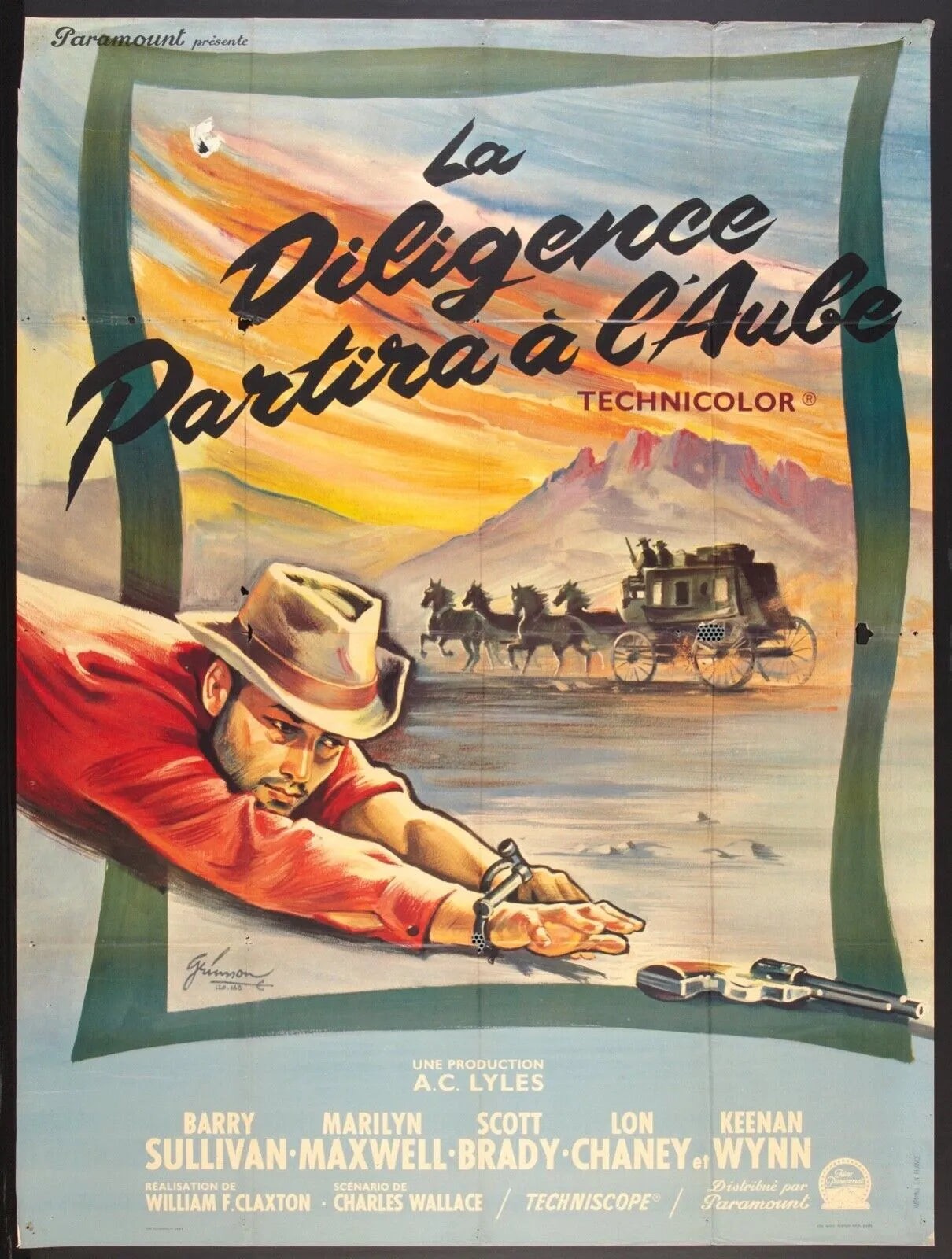 LA DILIGENCE PARTIRA À L’AUBE PARTIRA A L'AUBE, BARRY SULLIVAN, 1964, REPRO AFFICHE CINEMA VINTAGE HQ