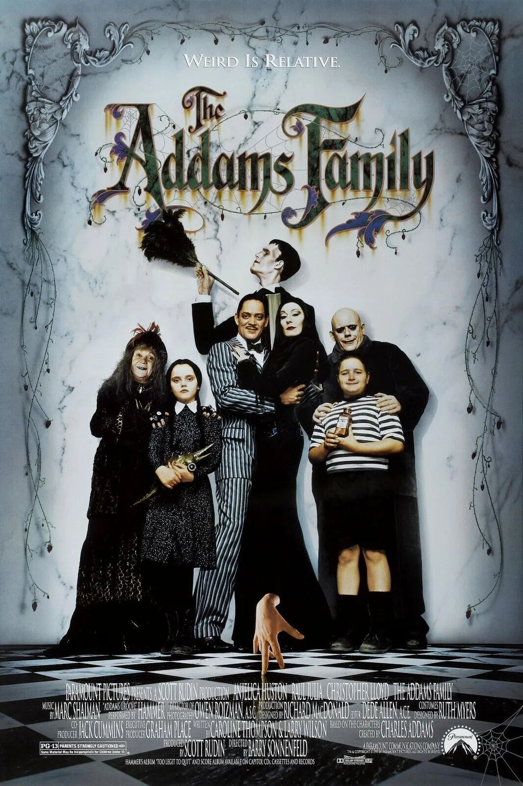 LA FAMILLE ADDAMS, RAUL JULIA, 1991, REPRO AFFICHE CINEMA VINTAGE, HQ