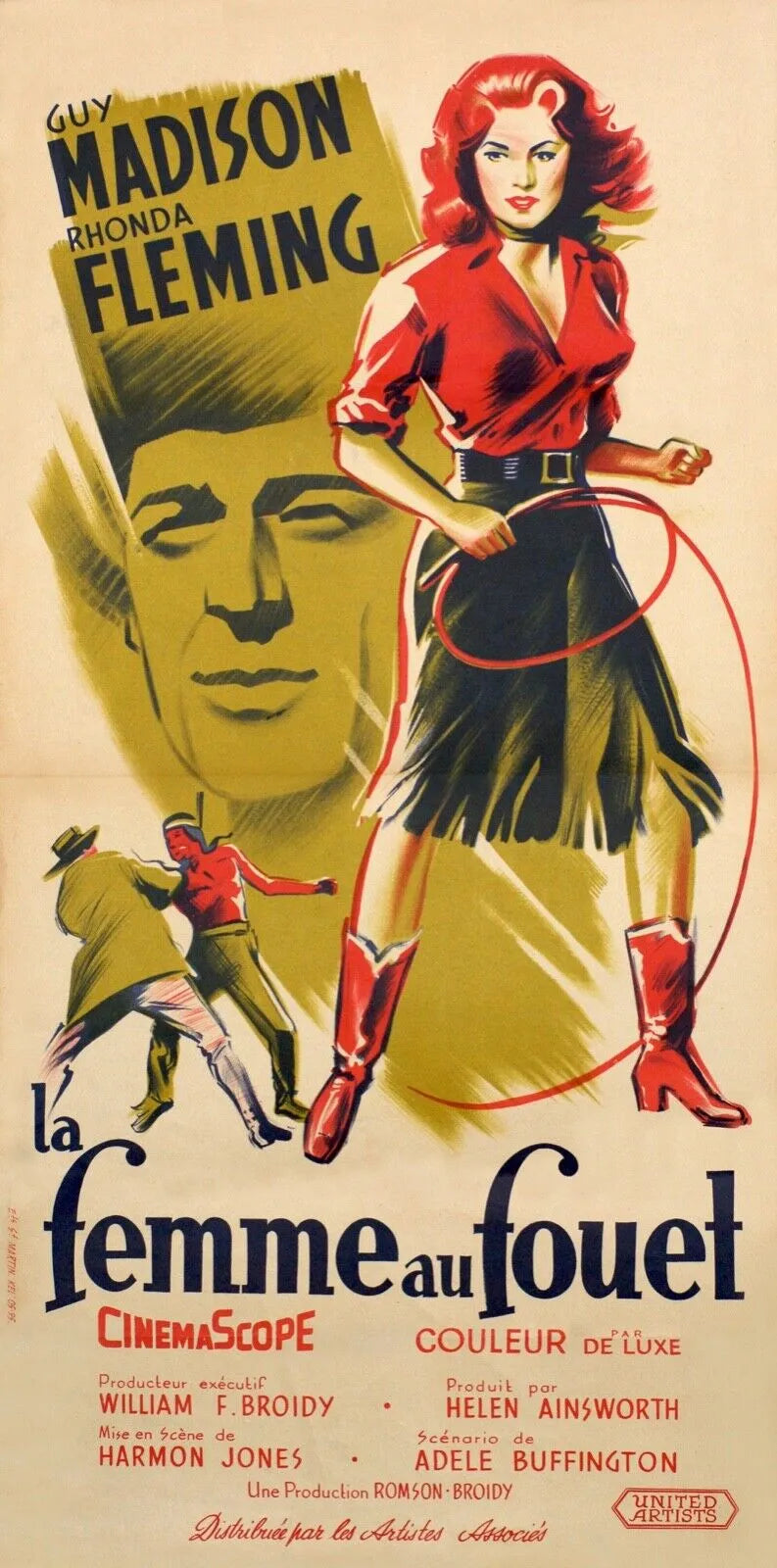 LA FEMME AU FOUET, GUY MADISON, 1958, REPRO AFFICHE CINEMA VINTAGE, HQ