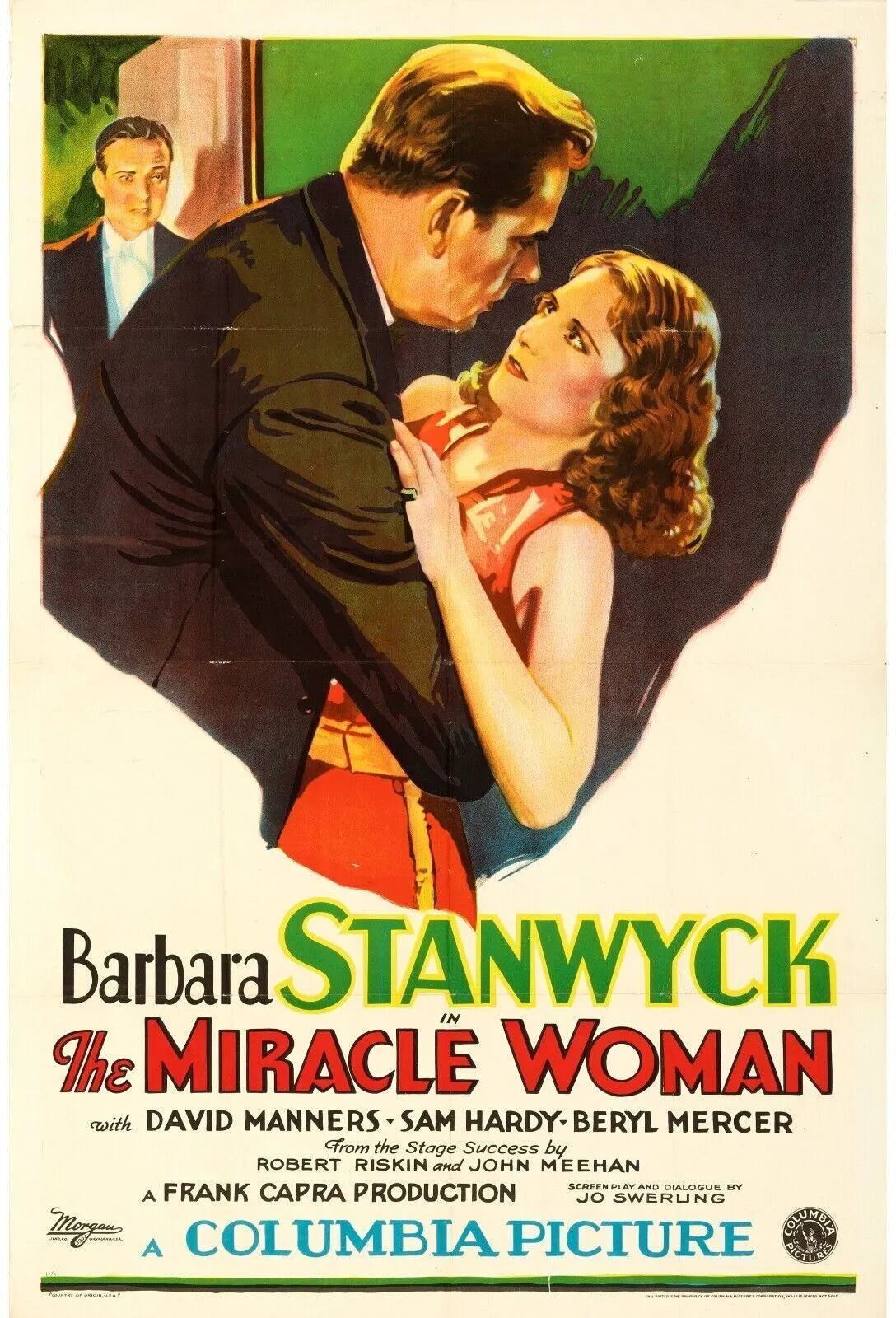 THE MIRACLE WOMAN, BARBARA STANWYCK, 1931, REPRO MOVIE POSTER, VINTAGE, HQ