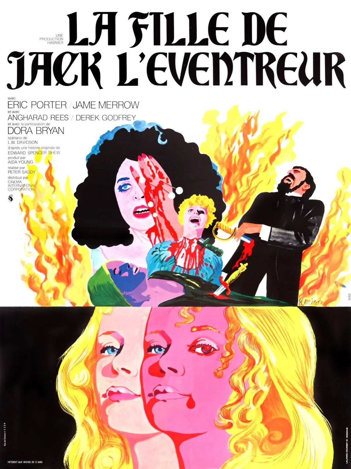 LA FILLE DE JACK L'ÉVENTREUR, ERIC PORTER, 1971, REPRO AFFICHE CINEMA VINTAGE, HQ