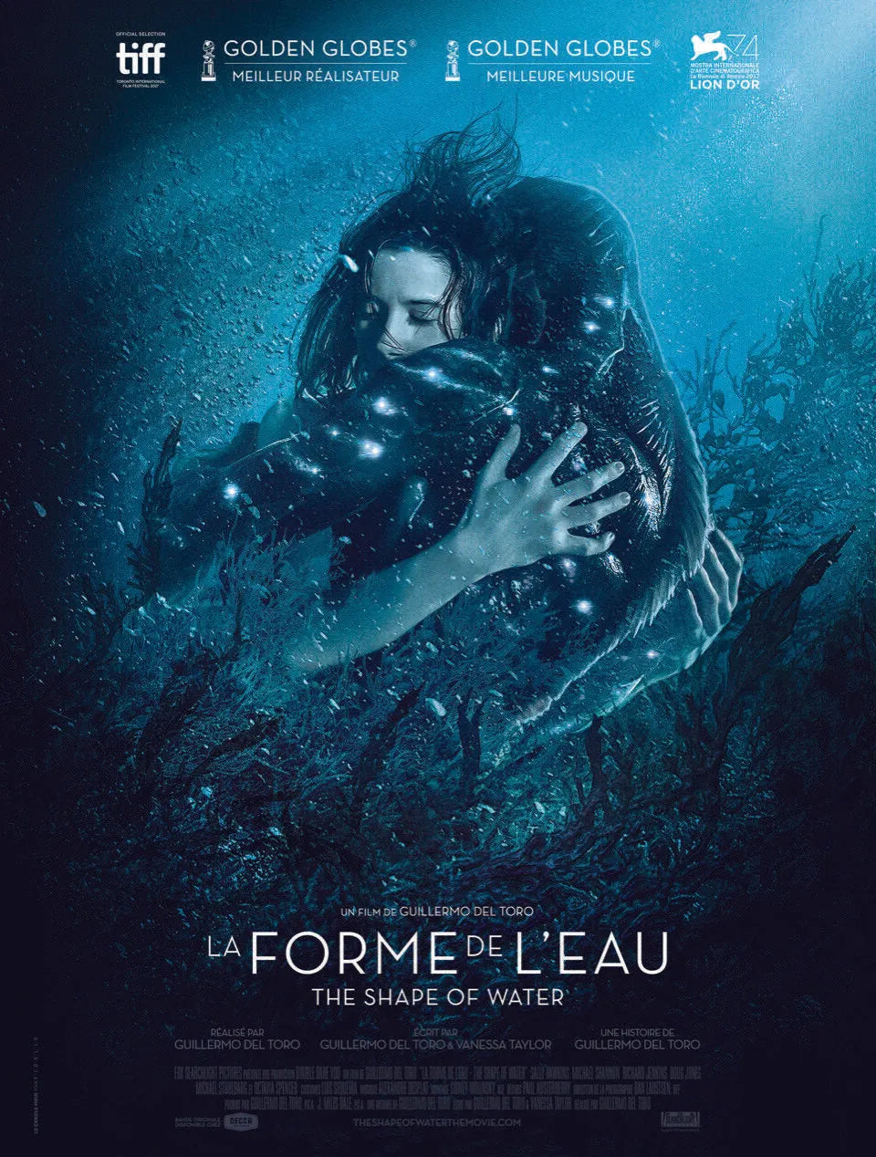 LA FORME DE L'EAU, GUILLERMO DEL TORO, SALLY HAWKINS, 2017, REPRO AFFICHE CINEMA VINTAGE, HQ