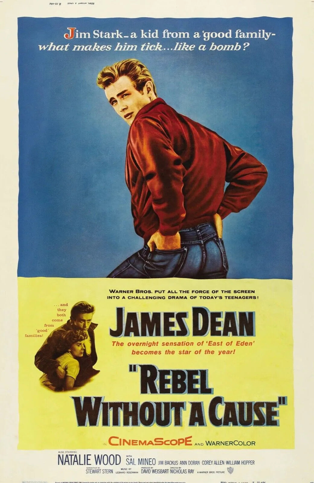 LA FUREUR DE VIVRE, JAMES DEAN, 1955, REPRO AFFICHE CINÉMA,VINTAGE, HQ