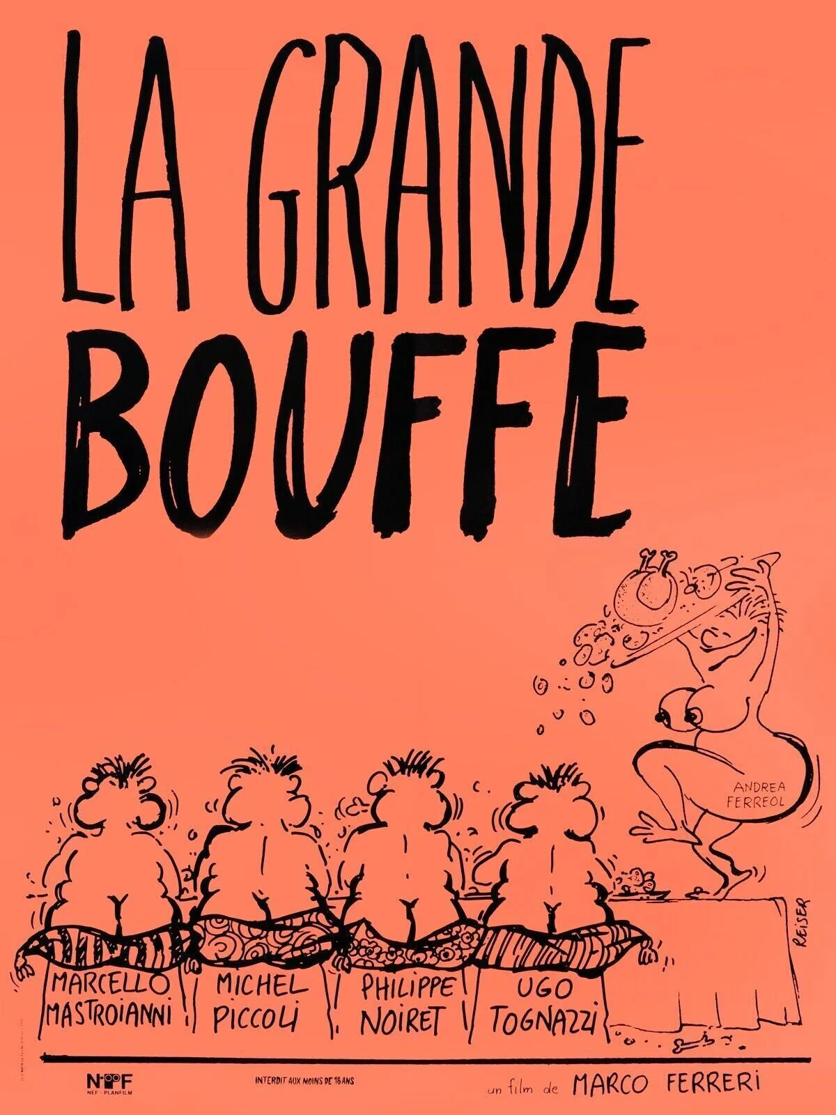 LA GRANDE BOUFFE,MARCELLO MASTROIANNI, 1973, Repro affiche cinéma, VINTAGE, HQ