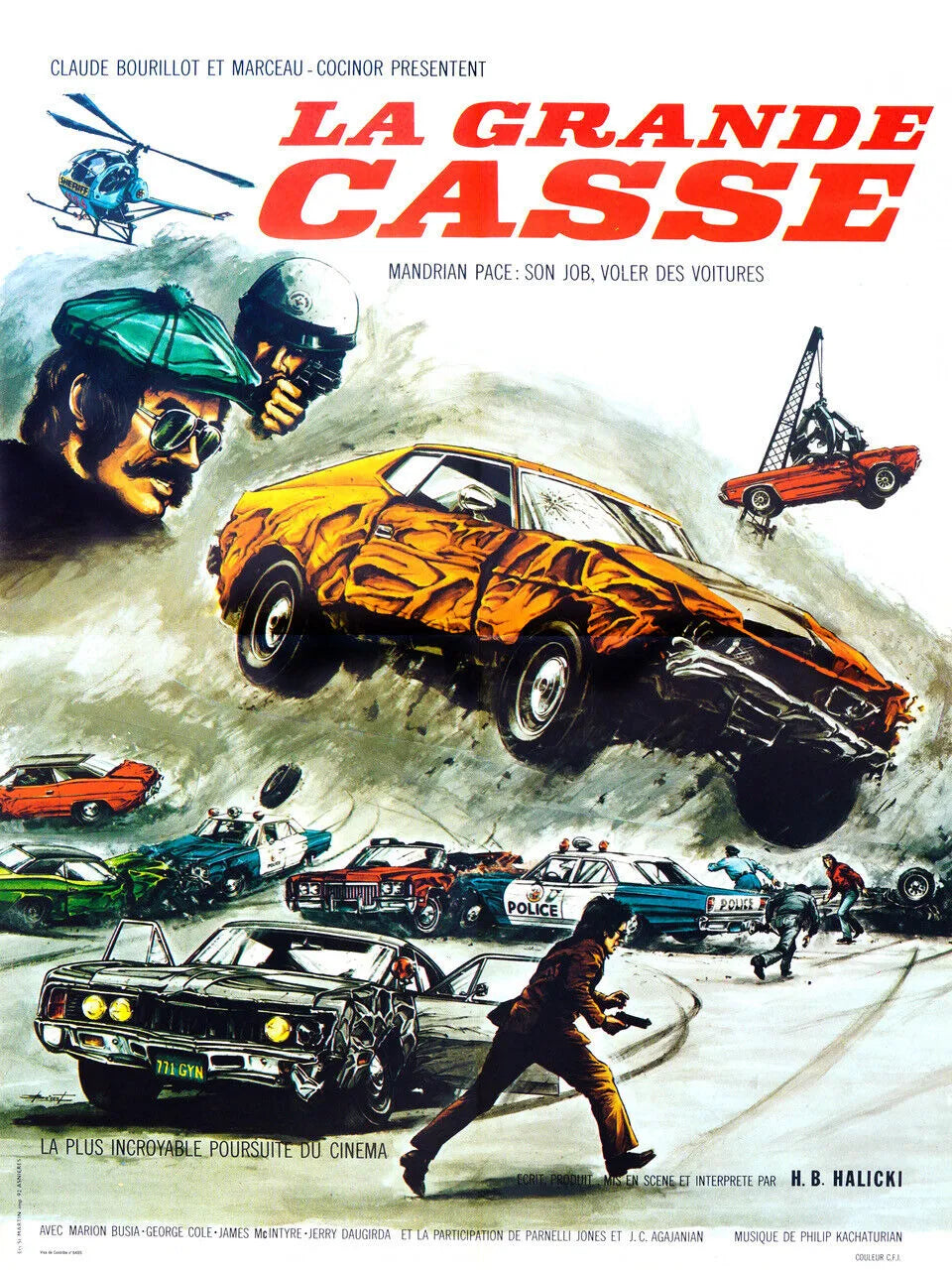 LA GRANDE CASSE, H.B. HALICKI, 1974, REPRO AFFICHE CINEMA VINTAGE, HQ