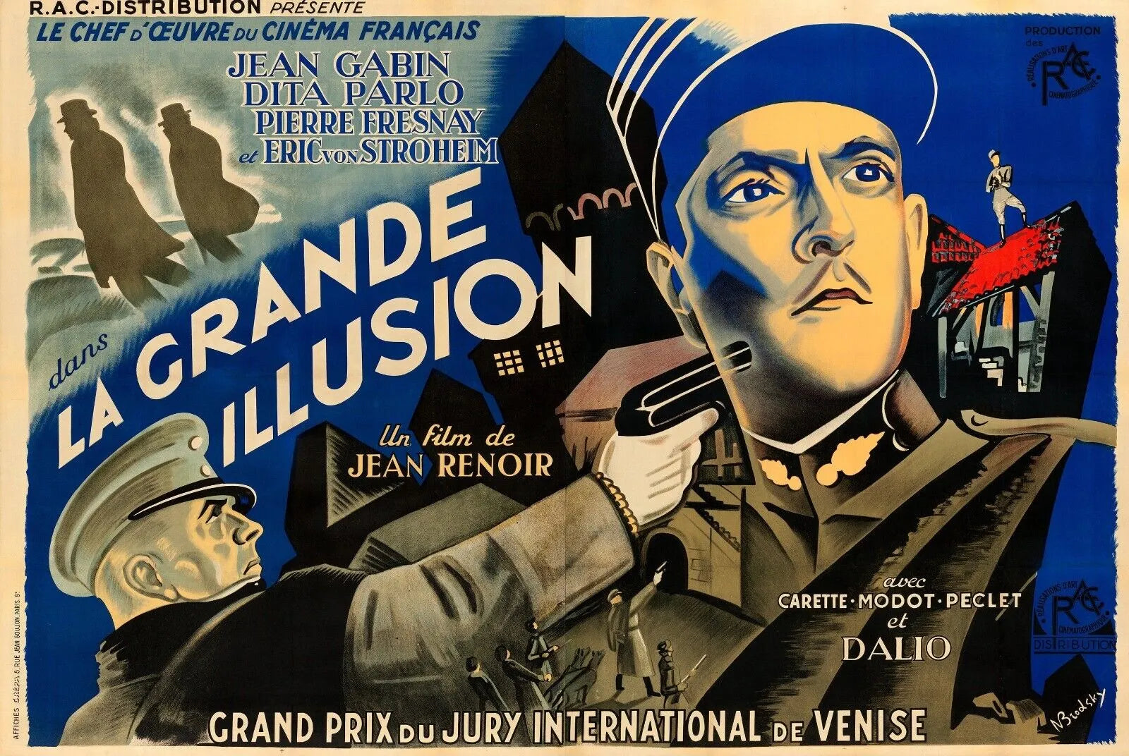 LA GRANDE ILLUSION, JEAN GABIN, 1937, REPRO AFFICHE CINEMA VINTAGE, HQ