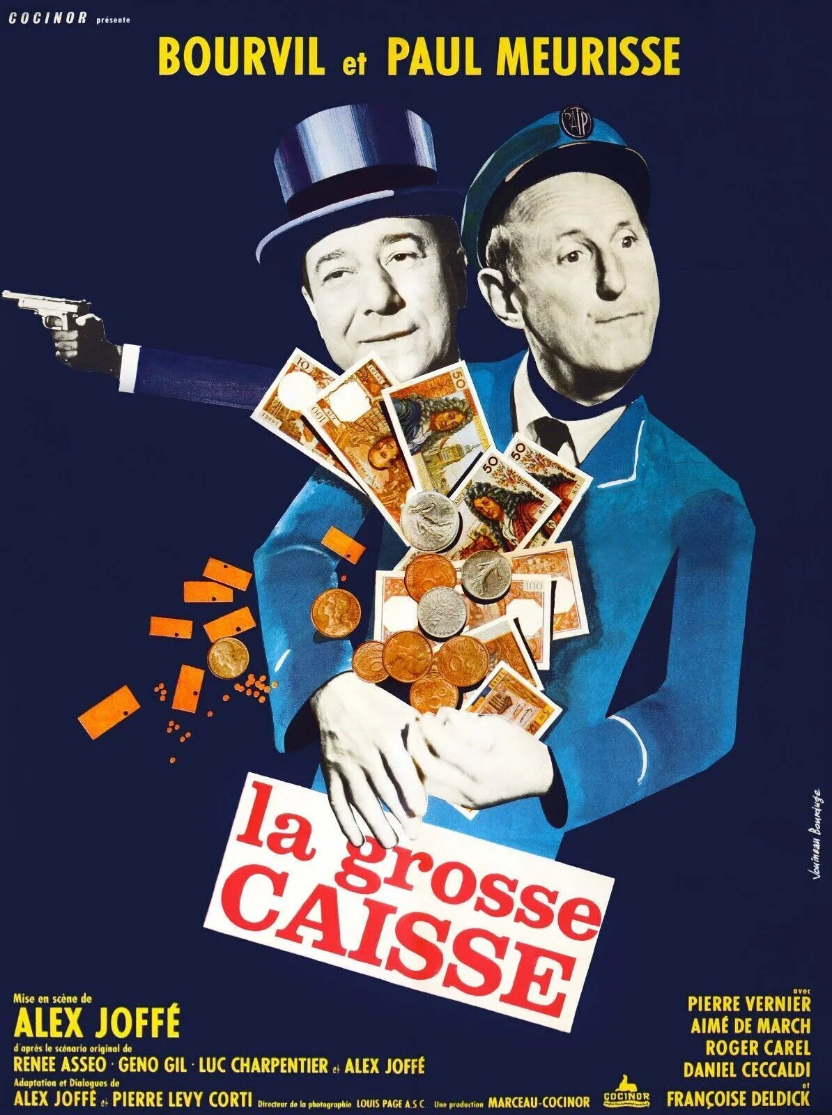 LA GROSSE CAISSE, BOURVIL, P.MEURISSE - REPRO AFFICHE CINEMA VINTAGE HQ