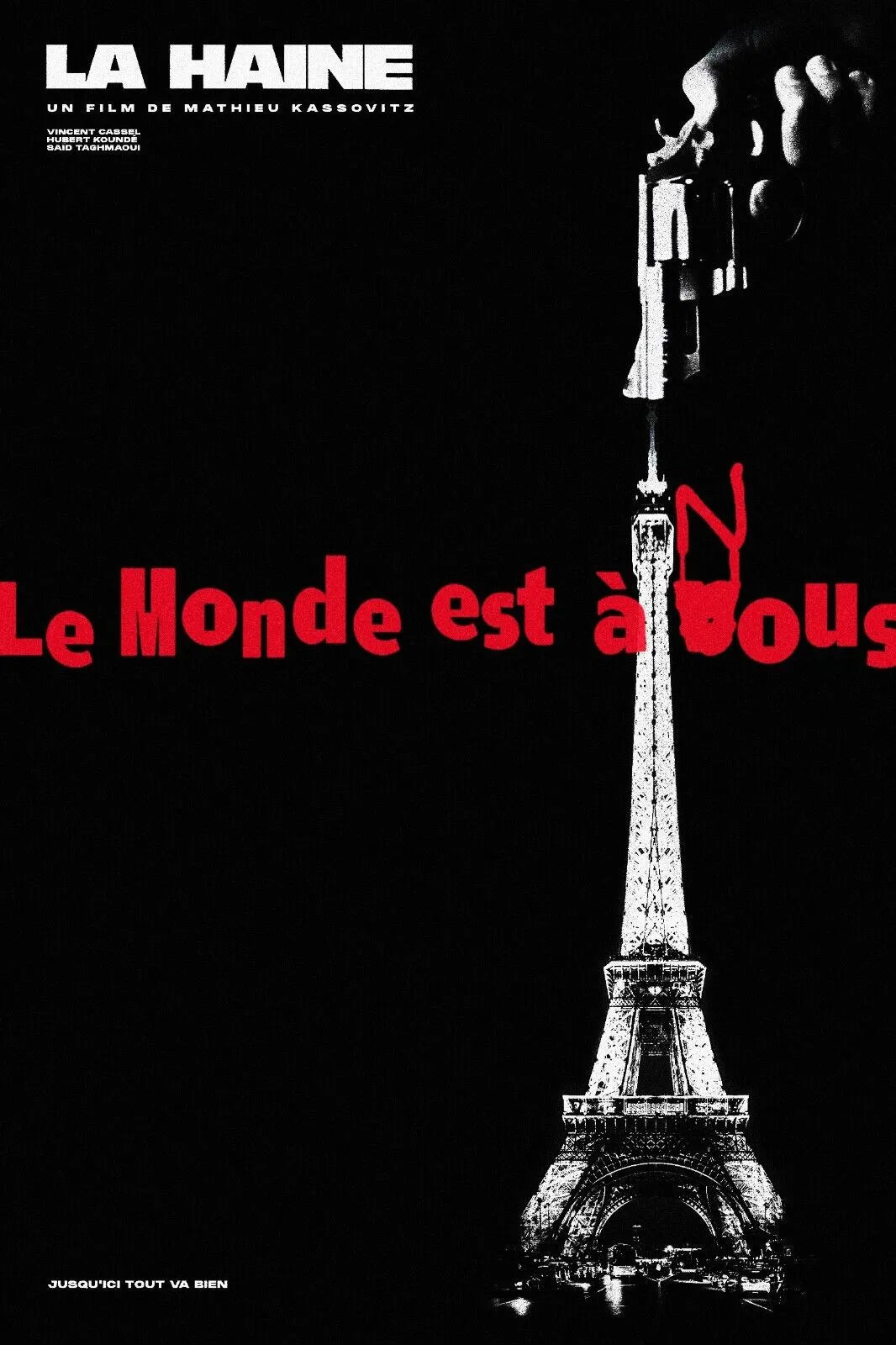 LA HAINE, VINCENT CASSEL, 1995, repro affiche de cinema, VINTAGE, HQ