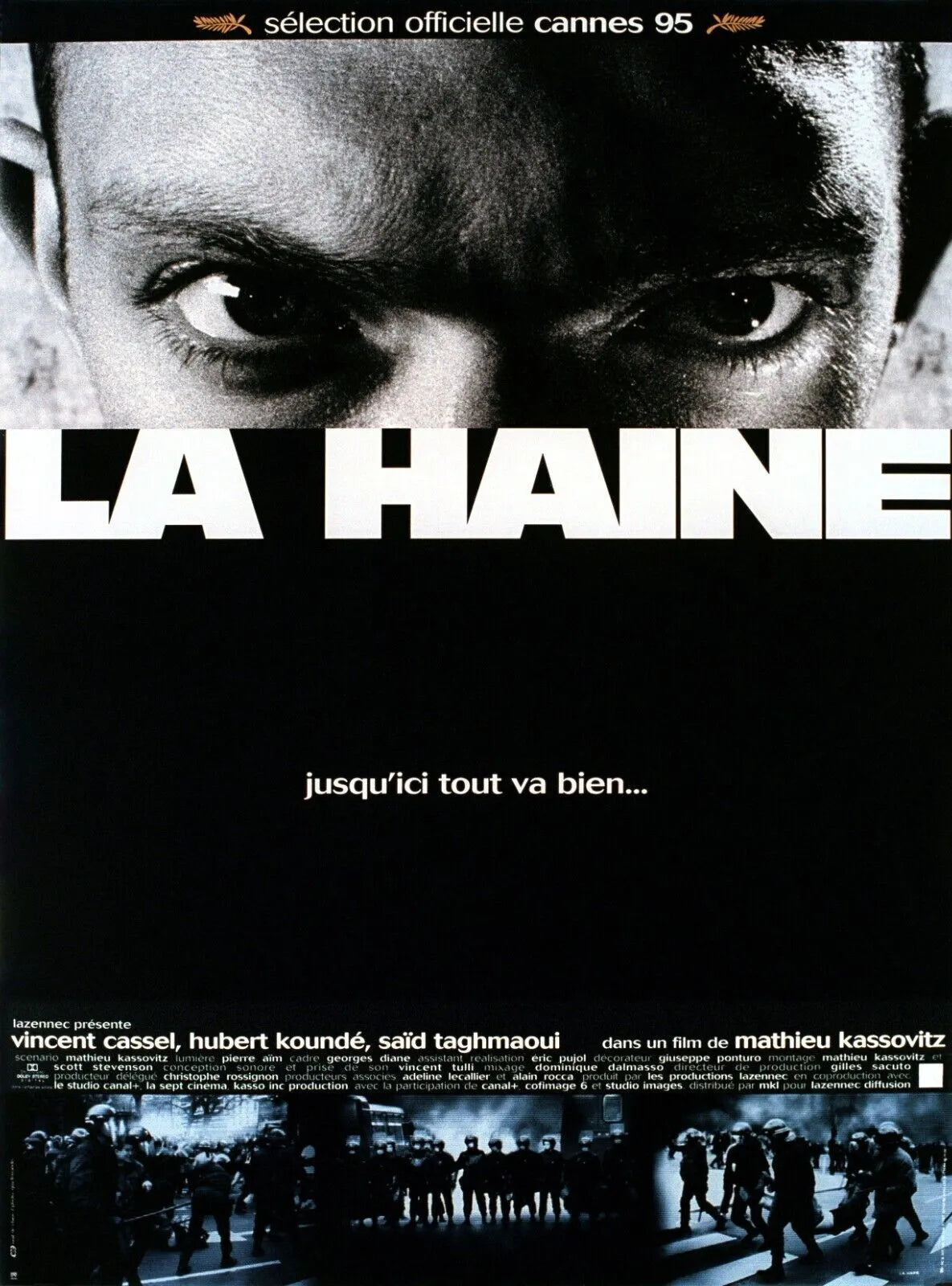 LA HAINE, VINCENT CASSEL, 1995, repro affiche de cinema, VINTAGE, HQ