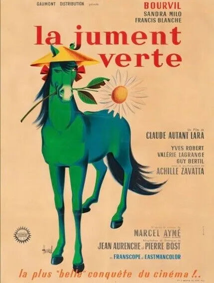 LA JUMENT VERTE, BOURVIL, 1959, repro affiche de cinéma, VINTAGE, HQ