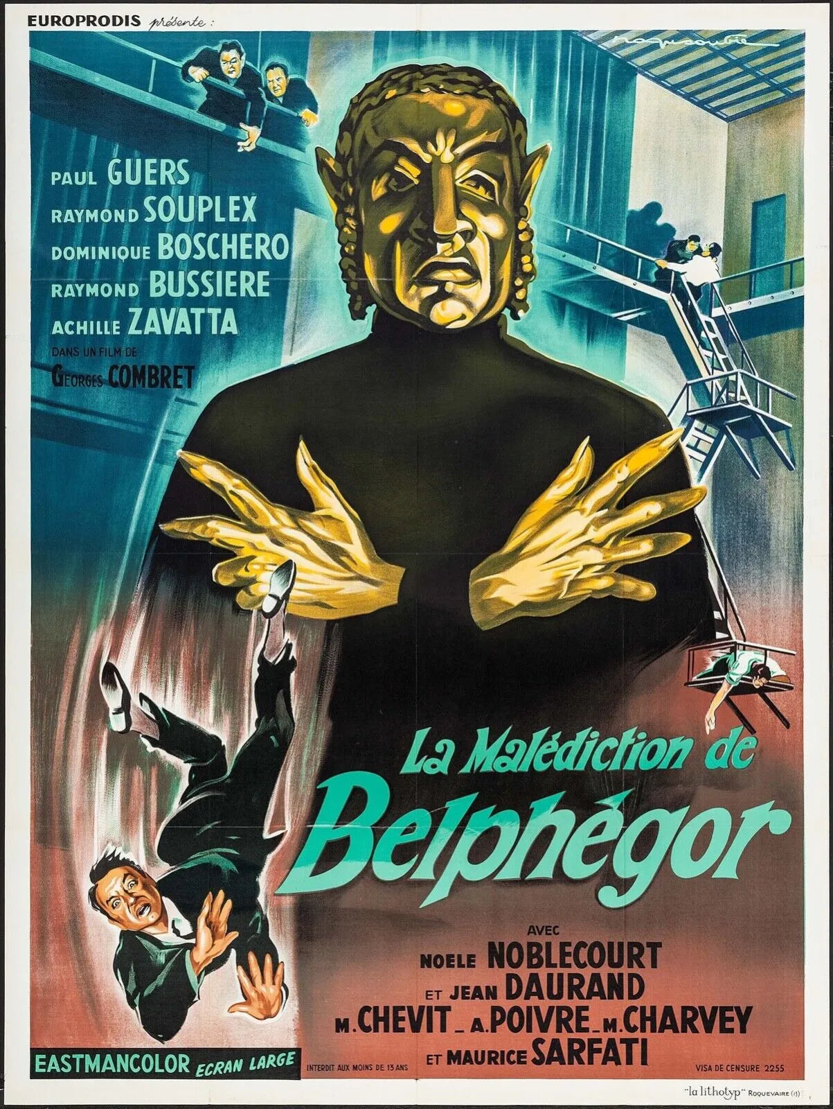 LA MALÉDICTION DE BELPHÉGOR, PAUL GUERS, 1967, REPRO AFFICHE CINEMA VINTAGE, HQ