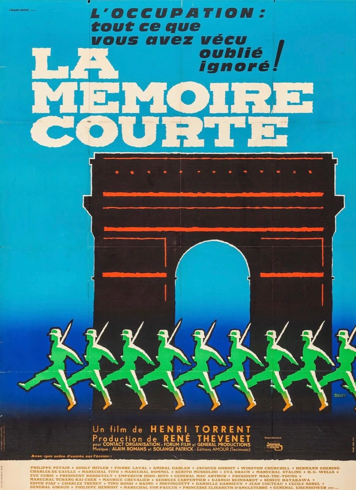 LA MÉMOIRE COURTE, HENRI TORRENT, REPRO AFFICHE HISTORIQUE, VINTAGE HQ