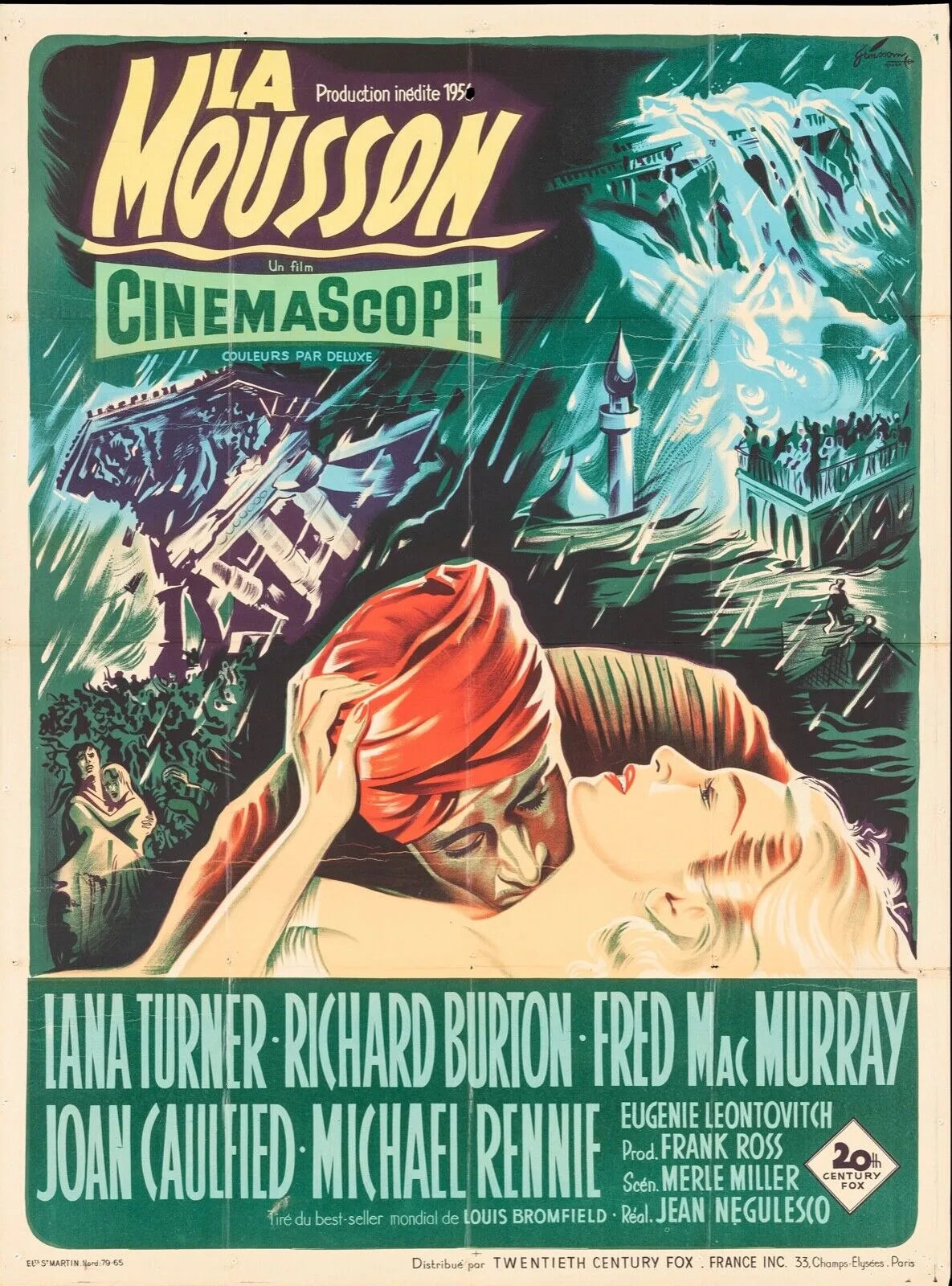 LA MOUSSON, LANA TURNER, 1955, REPRO AFFICHE CINEMA VINTAGE, HQ