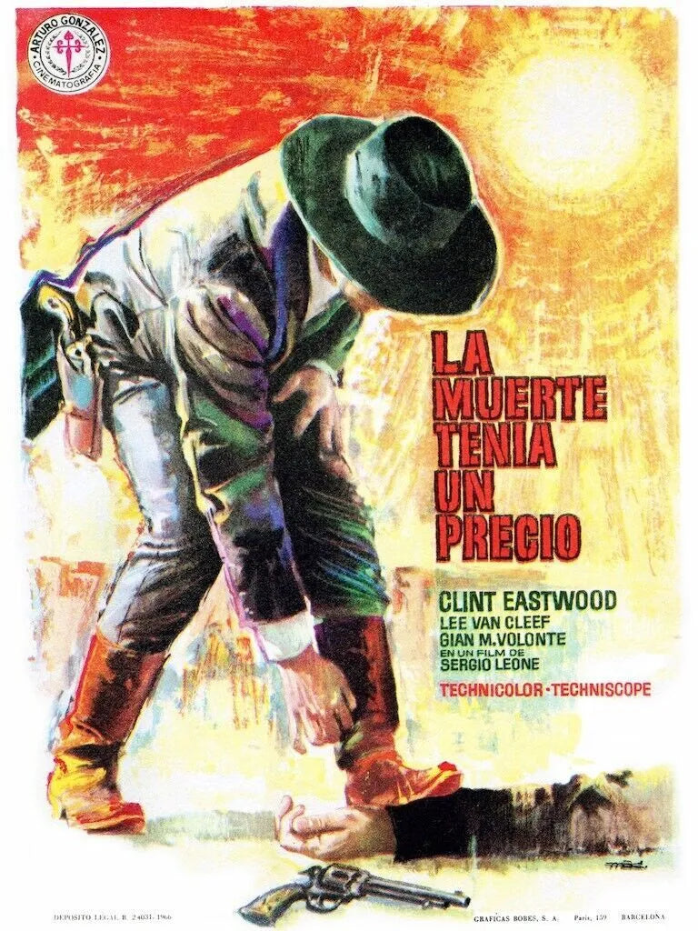 LA MUERTE TENIA UN PRECIO, CLINT EASTWOOD, 1965, Repro affiche cinéma VINTAGE, HQ