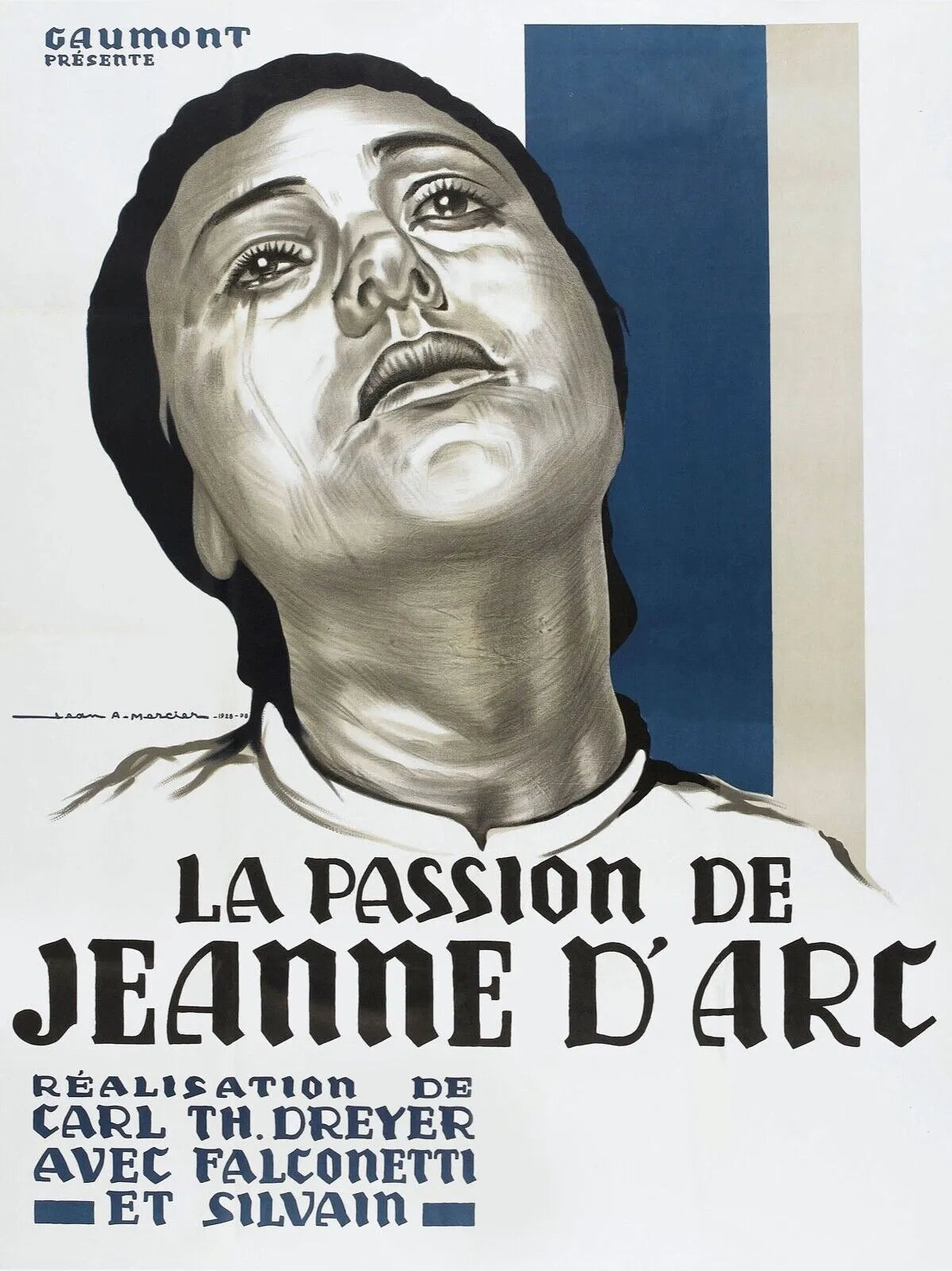 LA PASSION DE JEANNE D'ARC, RENÉE JEANNE FALCONETTI, 1928, repro affiche cinéma, VINTAGE, HQ