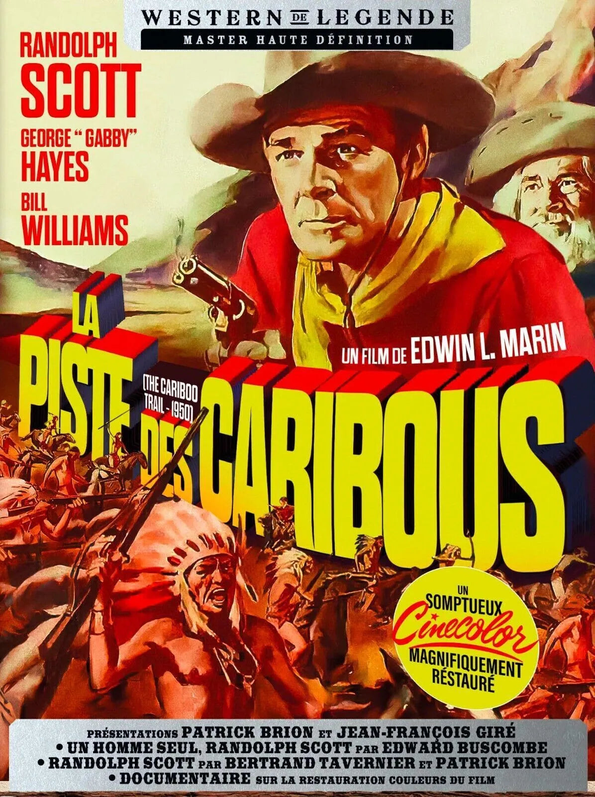 LA PISTE DES CARIBOUS, RANDOLPH SCOTT, 1950, repro affiche de cinema, VINTAGE, HQ