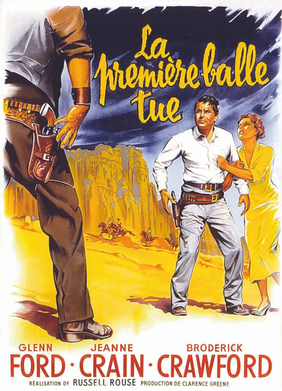 LA PREMIÈRE BALLE TUE, GLENN FORD, 1956, REPRO AFFICHE CINÉMA VINTAGE, HQ