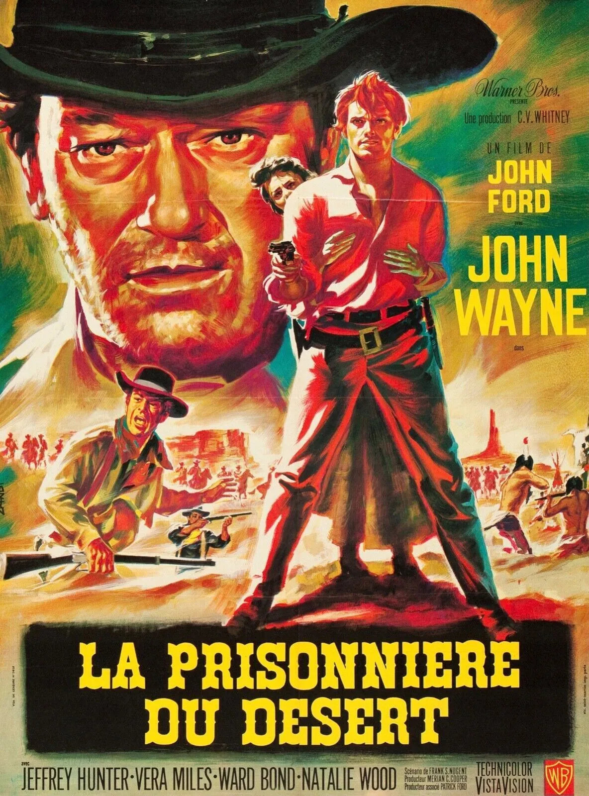 LA PRISONNIÈRE DU DÉSERT, JOHN WAYNE, 1956, REPRO AFFICHE CINEMA VINTAGE, HQ