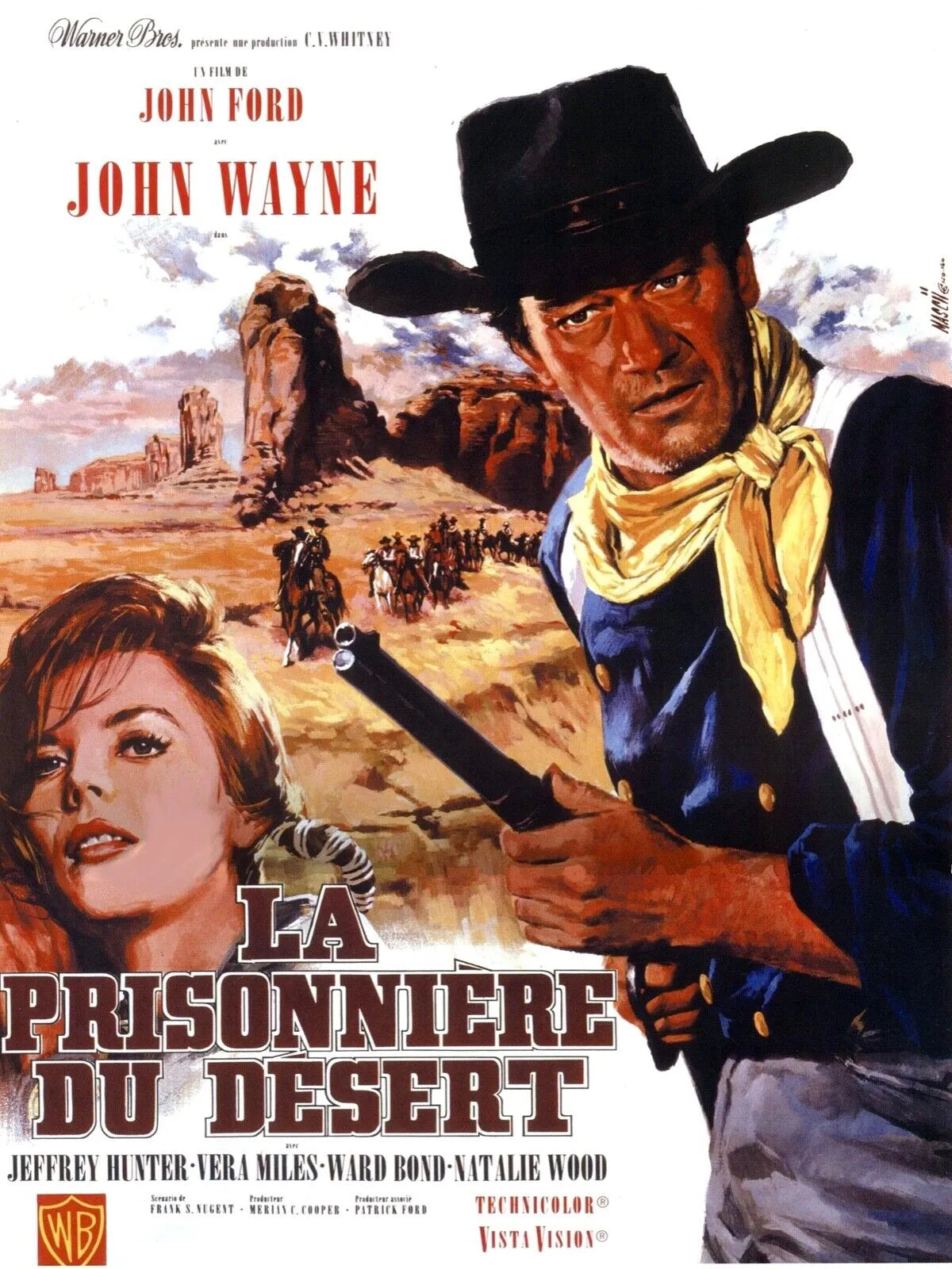 LA PRISONNIÈRE DU DÉSERT, JOHN WAYNE, 1956, REPRO AFFICHE CINEMA VINTAGE, HQ