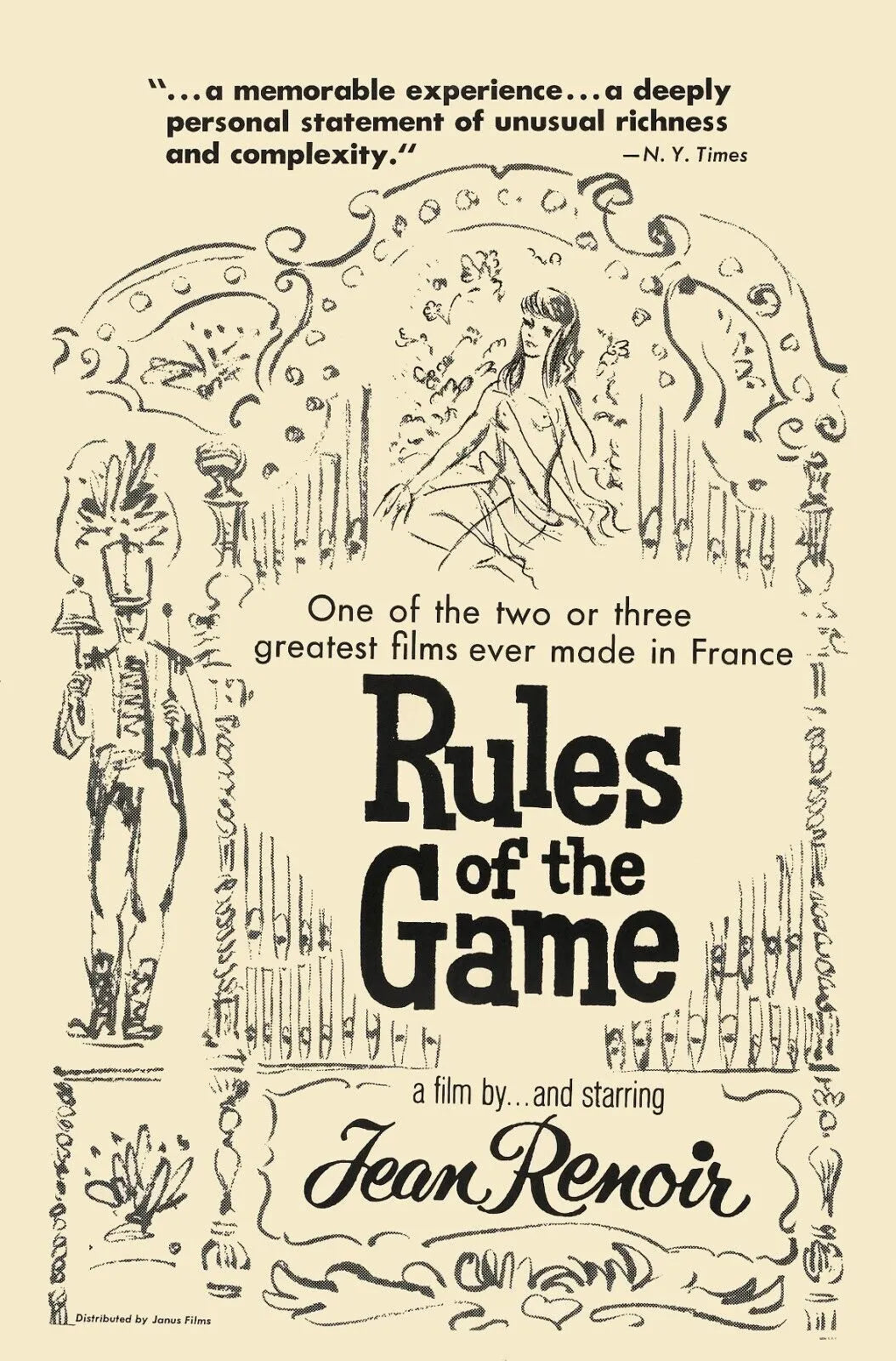 LA RÈGLE DU JEU, THE RULES OF THE GAME, JEAN RENOIR, 1939, REPRO AFFICHE DE CINÉMA VINTAGE, HQ