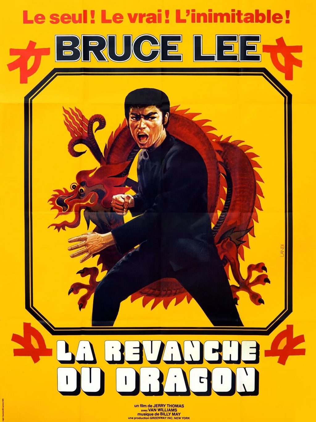 LA REVANCHE DU DRAGON – BRUCE LEE, 1972, REPRO AFFICHE CINÉMA VINTAGE, HQ