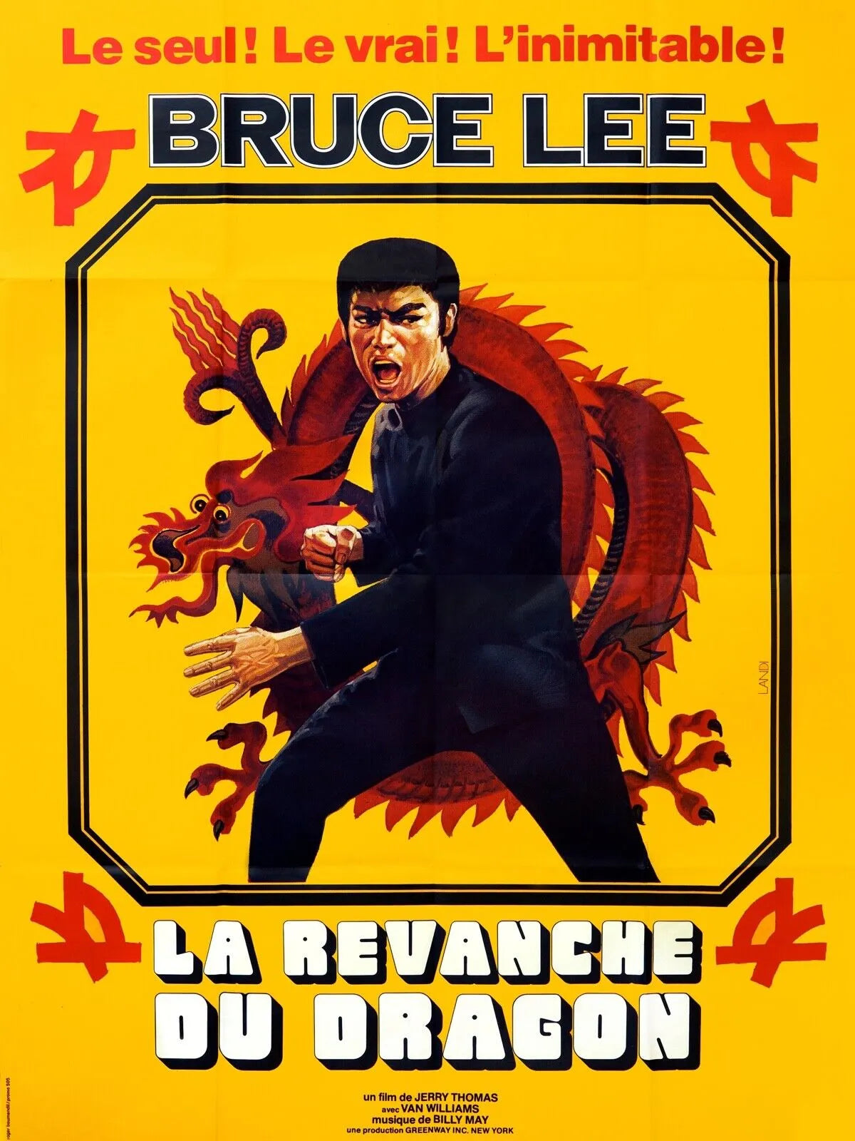 LA REVANCHE DU DRAGON – BRUCE LEE, 1972, REPRO AFFICHE CINÉMA VINTAGE, HQ