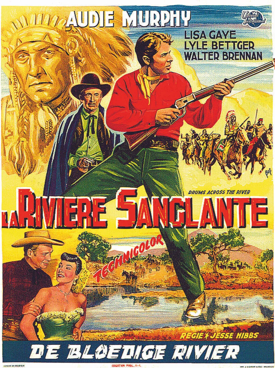 LA RIVIERE SANGLANTE, AUDIE MURPHY, 1964, REPRO AFFICHE CINEMA VINTAGE, HQ