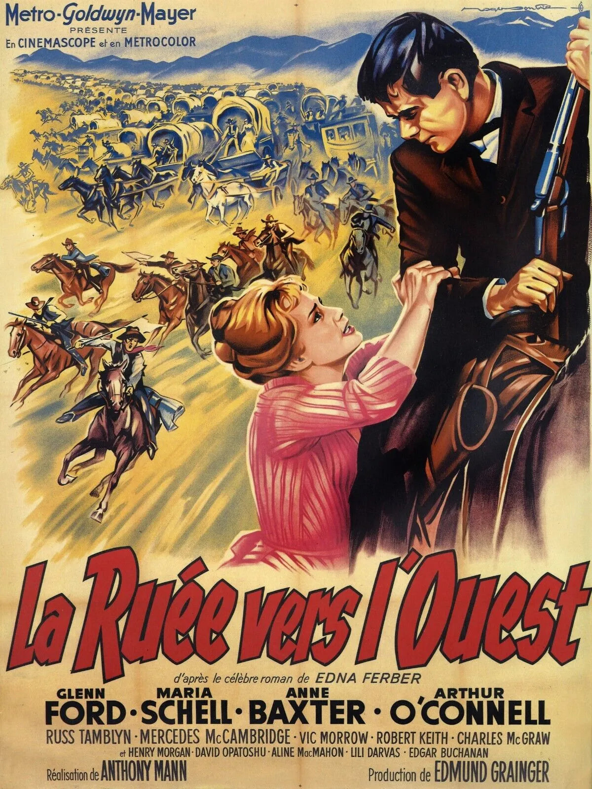 LA RUÉE VERS L’OUEST, GLENN FORD, 1958, Repro affiche cinéma, VINTAGE, HQ