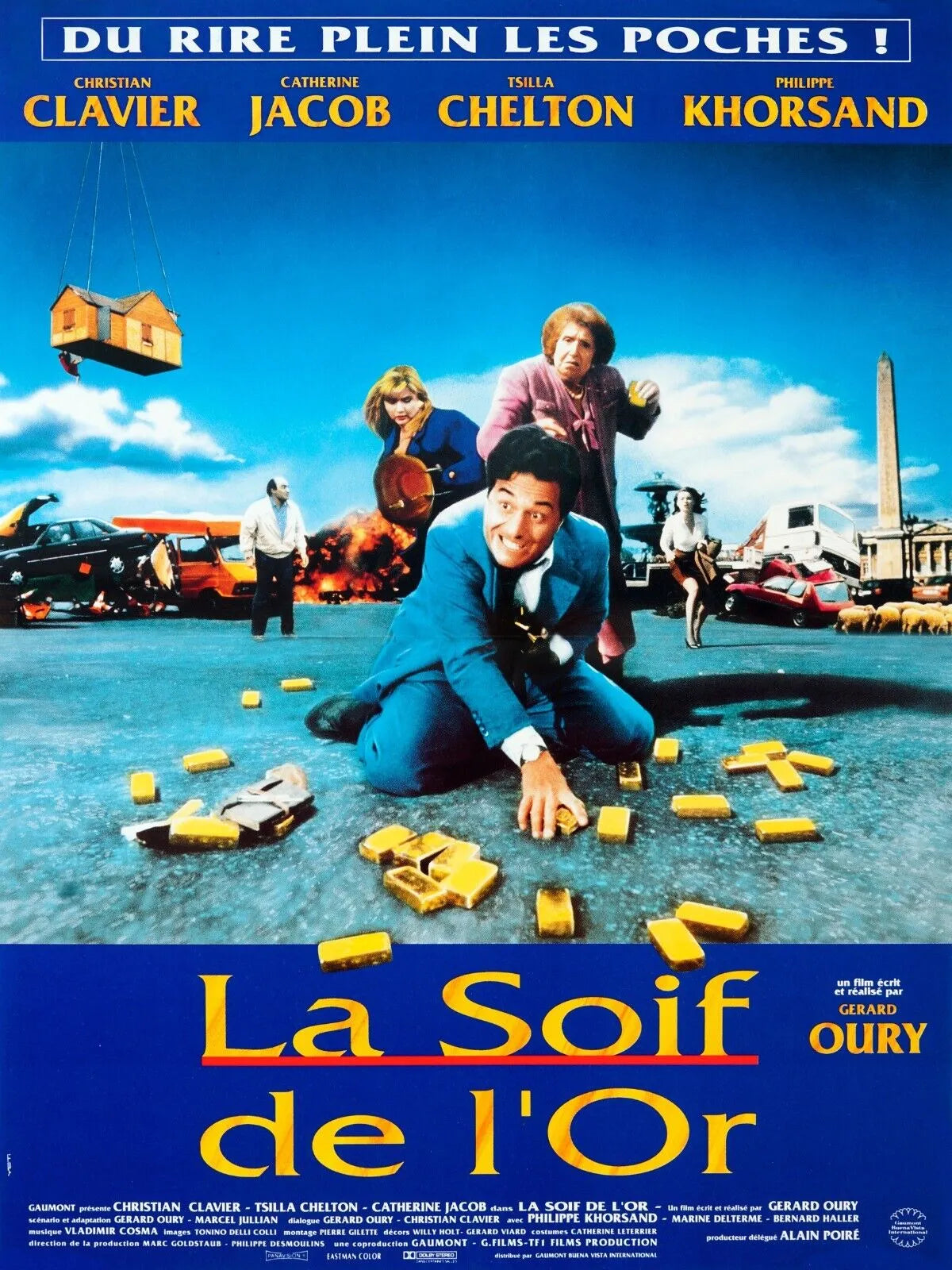 LA SOIF DE L'OR, CHRISTIAN CLAVIER, 1993, REPRO AFFICHE CINEMA VINTAGE, HQ