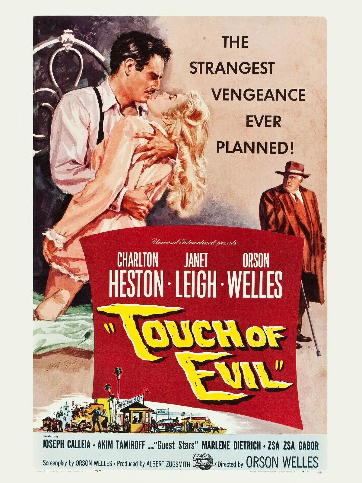 LA SOIF DU MAL, CHARLTON HESTON, 1958, REPRO AFFICHE CINEMA VINTAGE, HQ