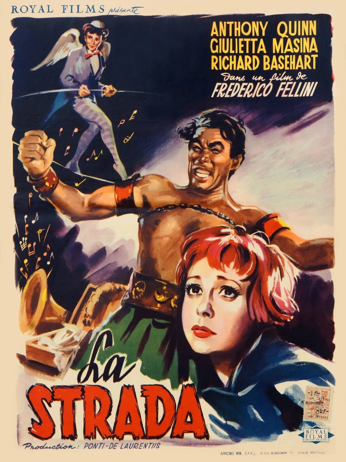 LA STRADA, ANTHONY QUINN, FEDERICO FELLINI, 1954, REPRO AFFICHE CINEMA VINTAGE, HQ