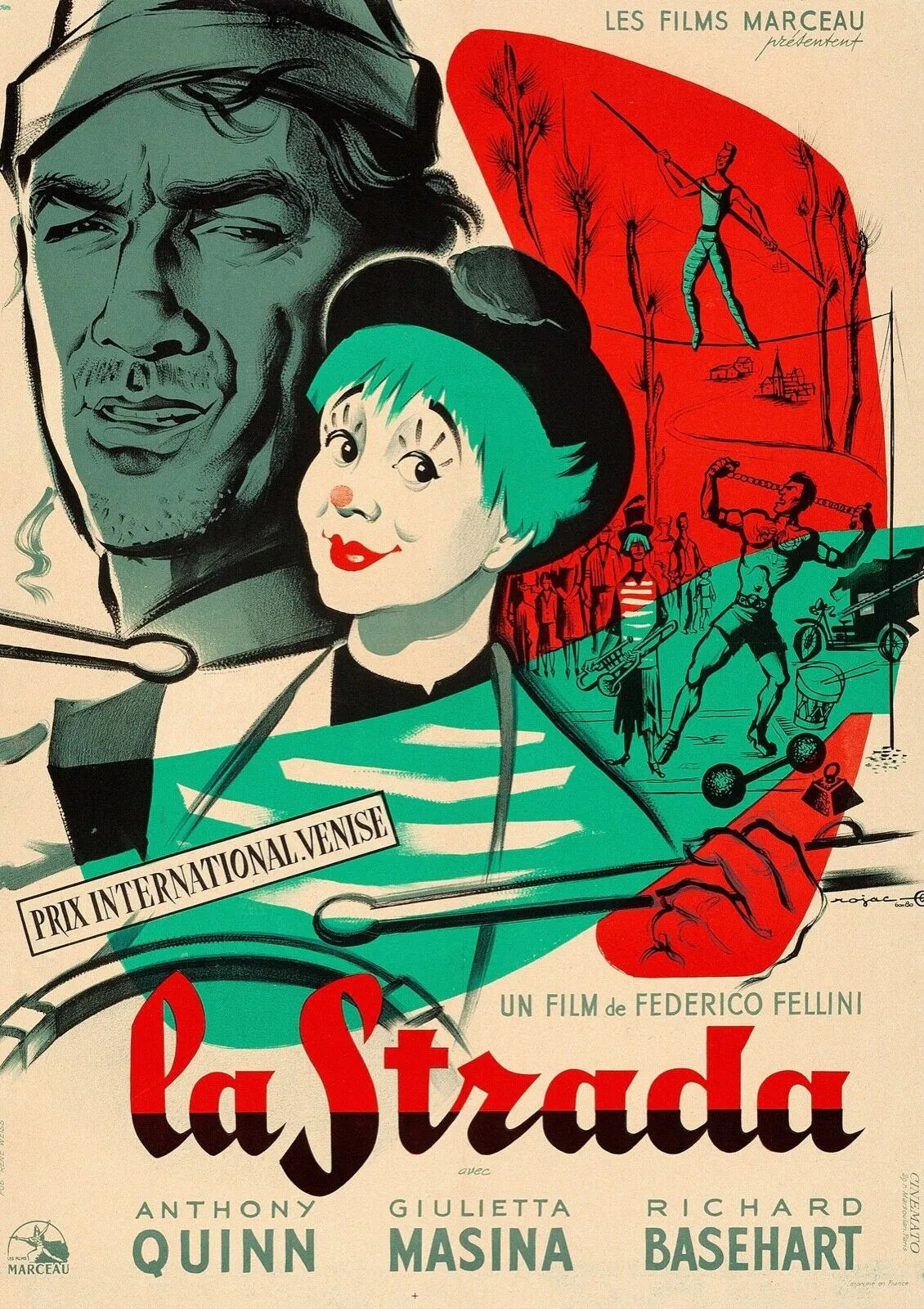 LA STRADA, ANTHONY QUINN, FEDERICO FELLINI, 1954, REPRO AFFICHE CINEMA VINTAGE, HQ