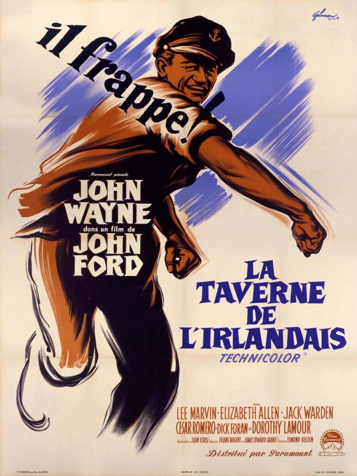LA TABERNA DEL IRLANDÉS, JOHN WAYNE, 1963, Póster de cine réplica, VINTAGE, HQ