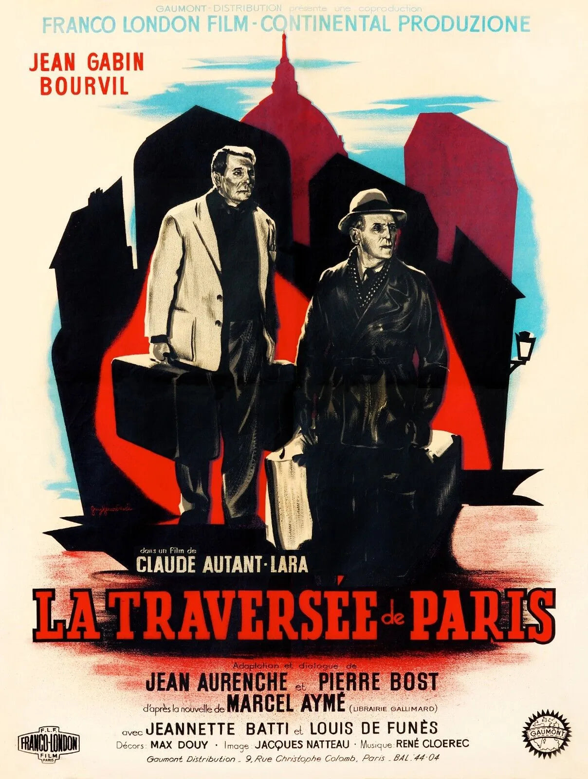 LA TRAVERSÉE DE PARIS, JEAN GABIN, 1956, REPRO AFFICHE CINÉMA VINTAGE, HQ