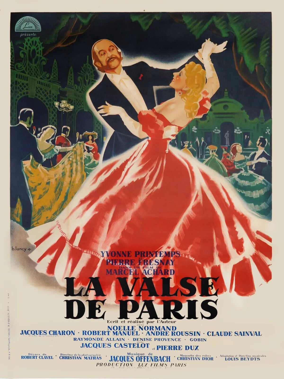 LA VALSE DE PARIS, YVONNE PRINTEMPS, 1950, REPRO AFFICHE DE CINEMA VINTAGE, HQ