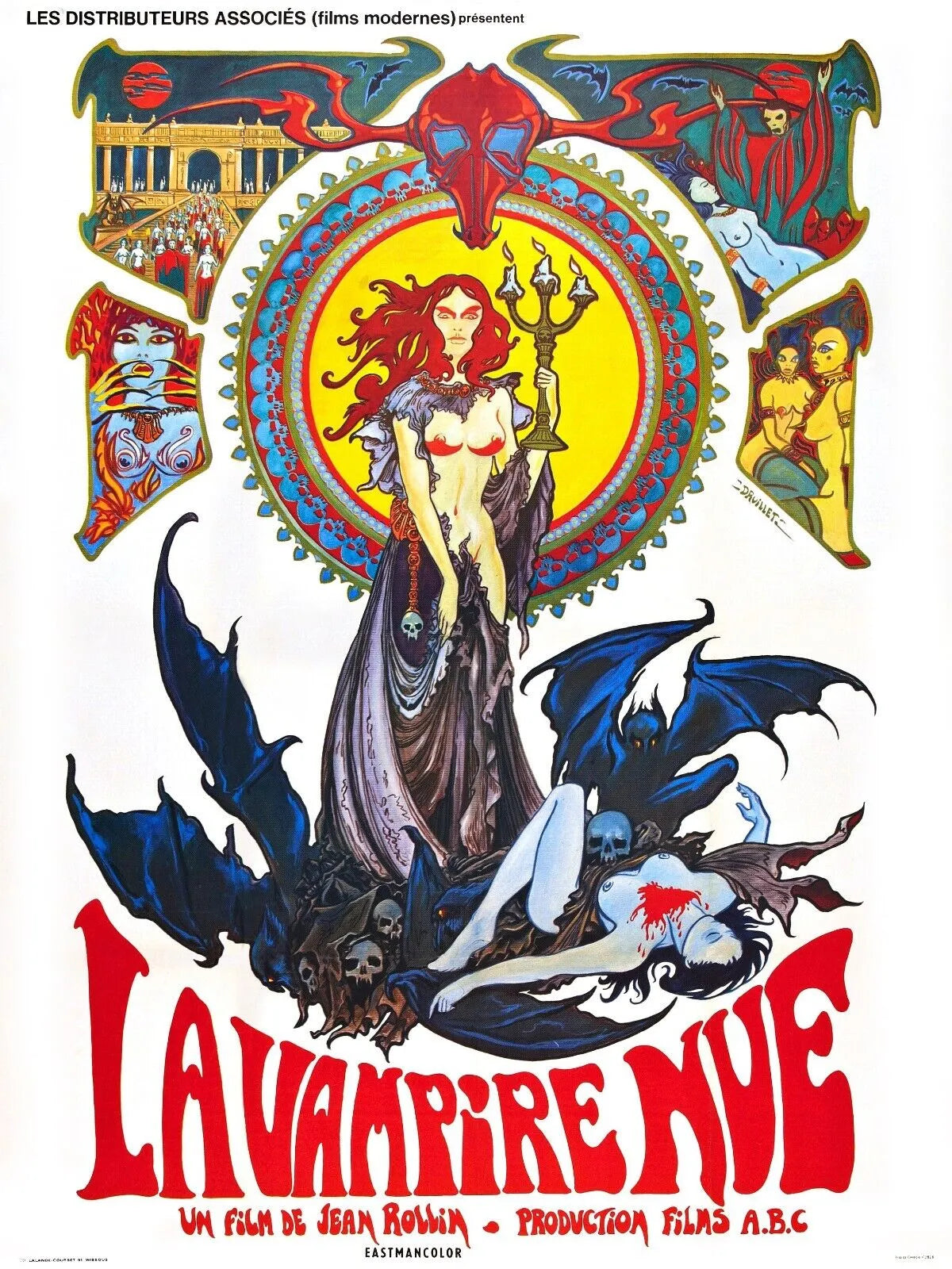 LA VAMPIRE NUE, JEAN ROLLIN, 1979, REPRO AFFICHE DE CINEMA VINTAGE, HQ